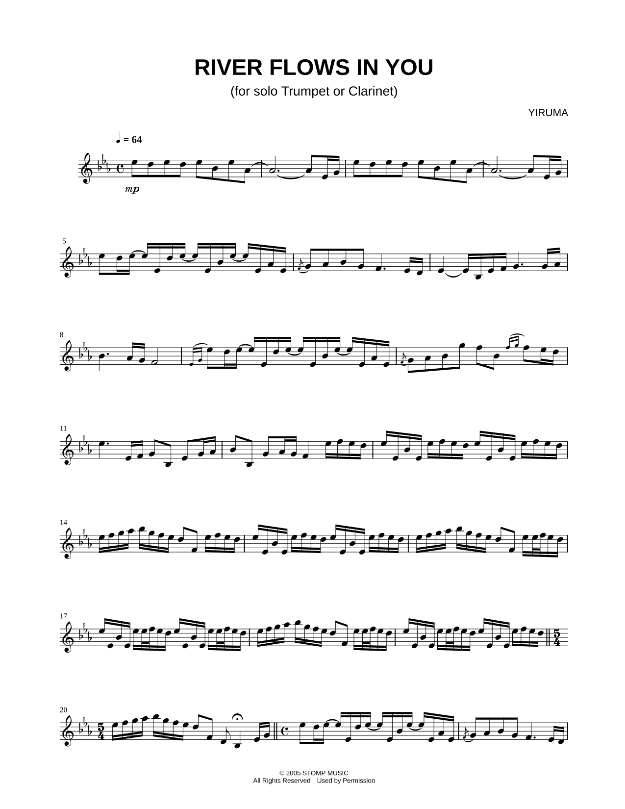 River Flows in You - Trumpet / Clarinet