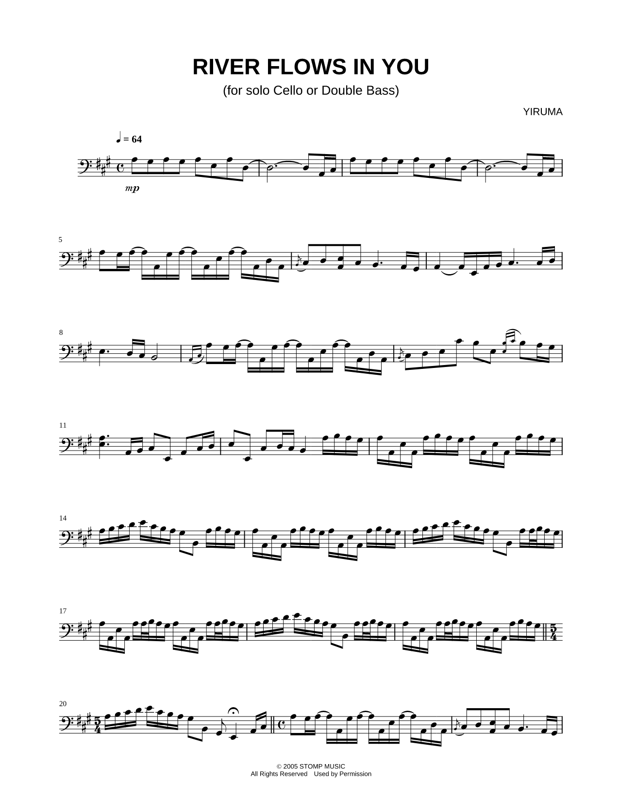 River Flows in You - Cello / Bass