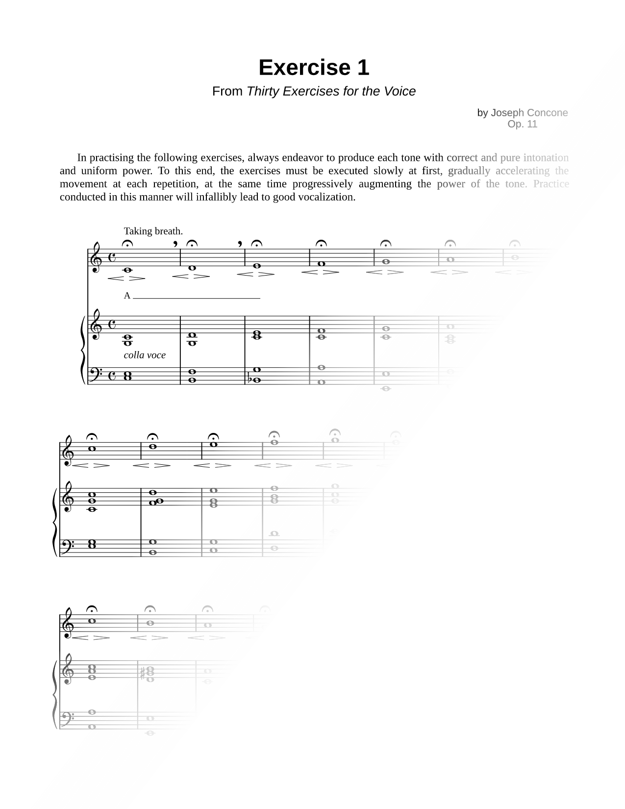Thirty Exercises for the Voice, Op. 11: No. 1