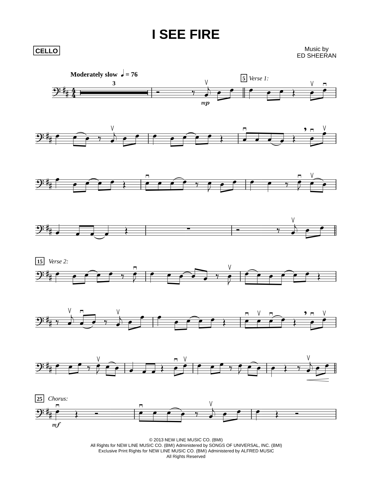 I See Fire - Cello