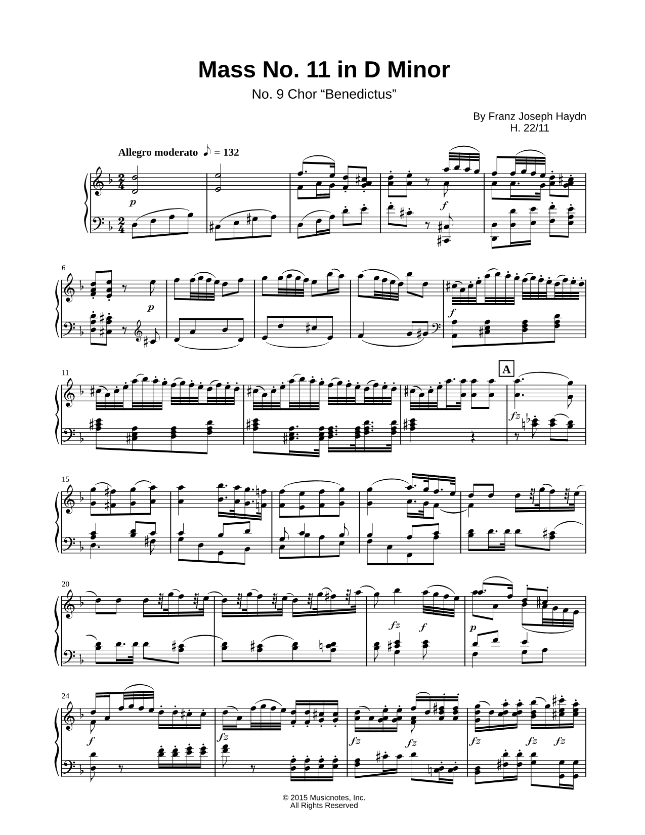 Mass No. 11 in D Minor "Nelson" No. 9 "Benedictus"
