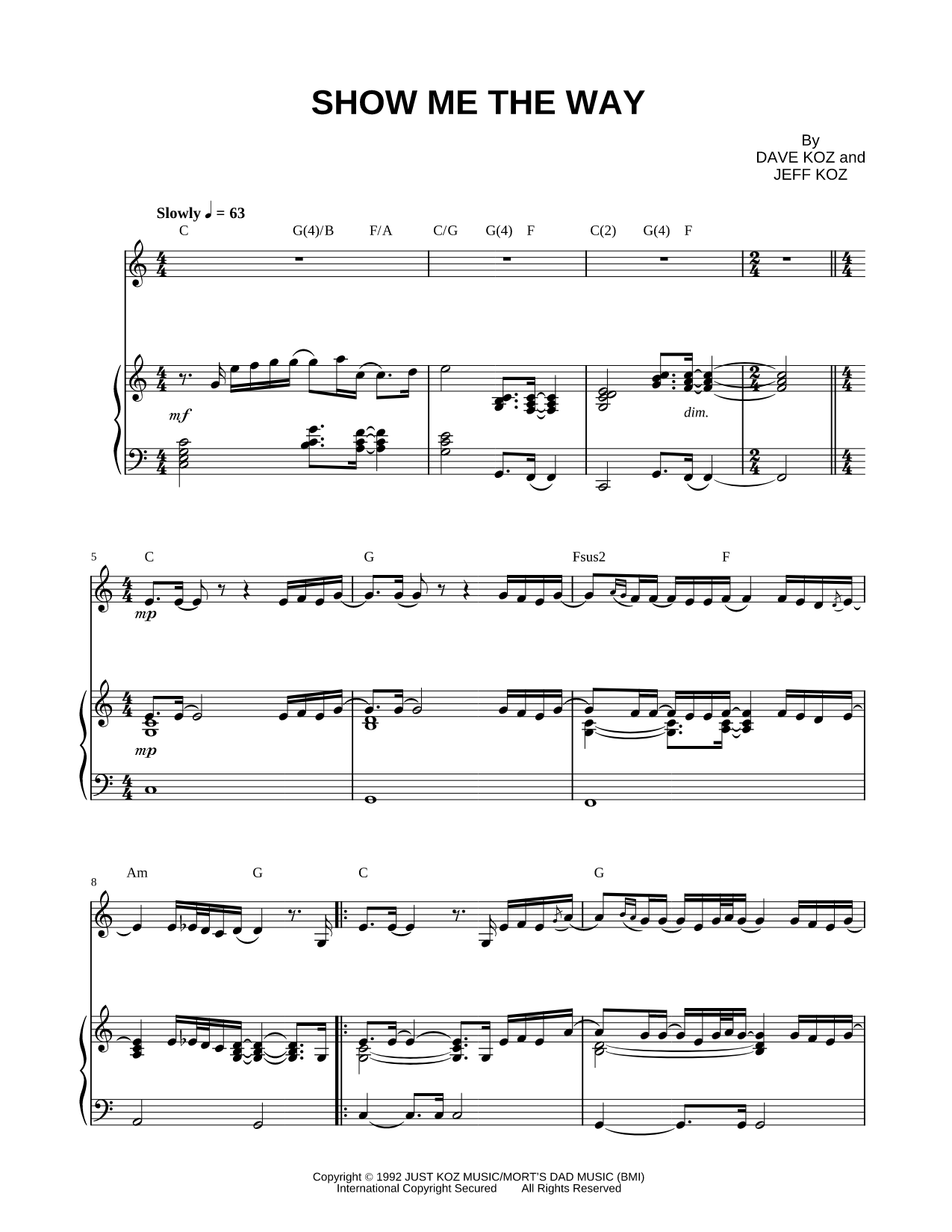 Show Me the Way - Piano Accompaniment