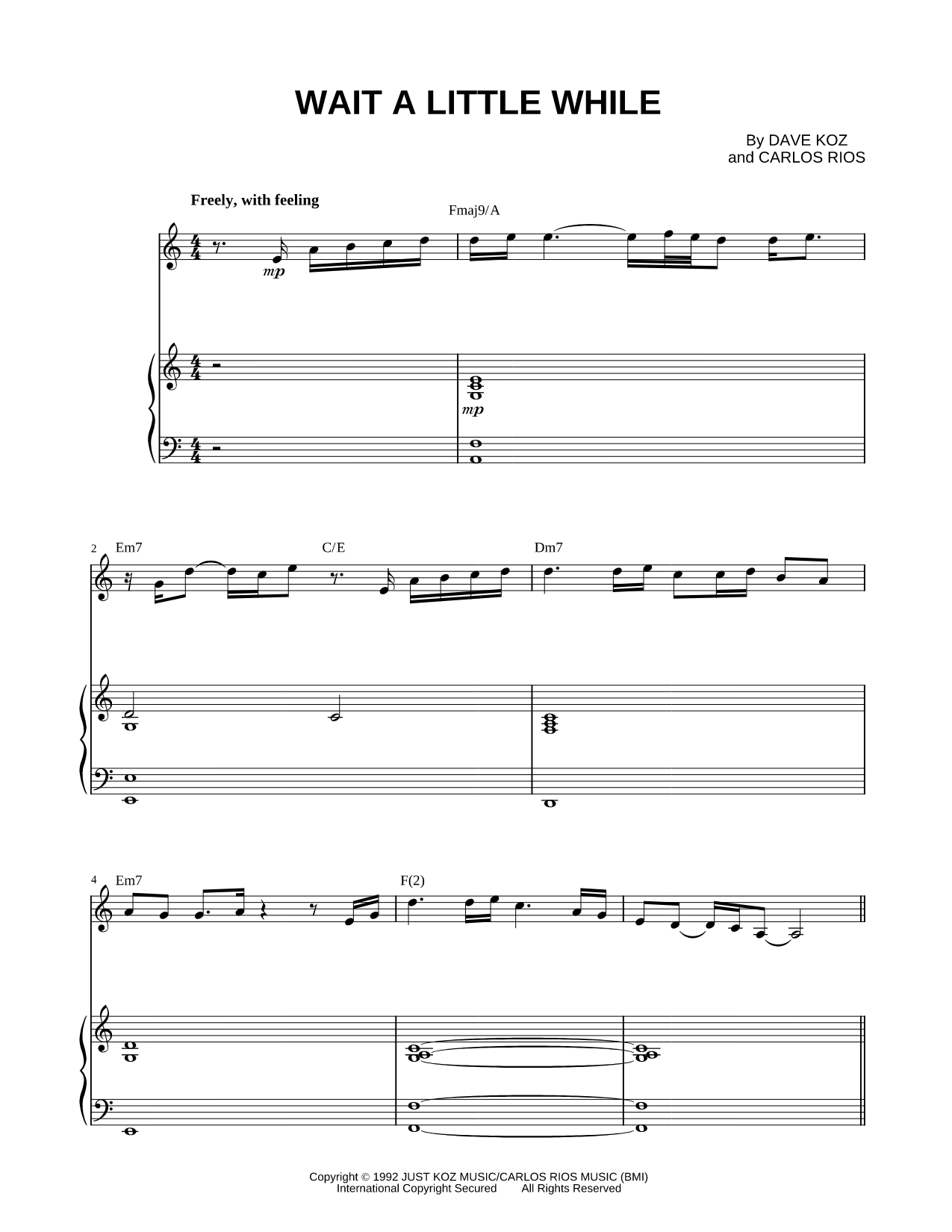 Wait a Little While - Piano Accompaniment