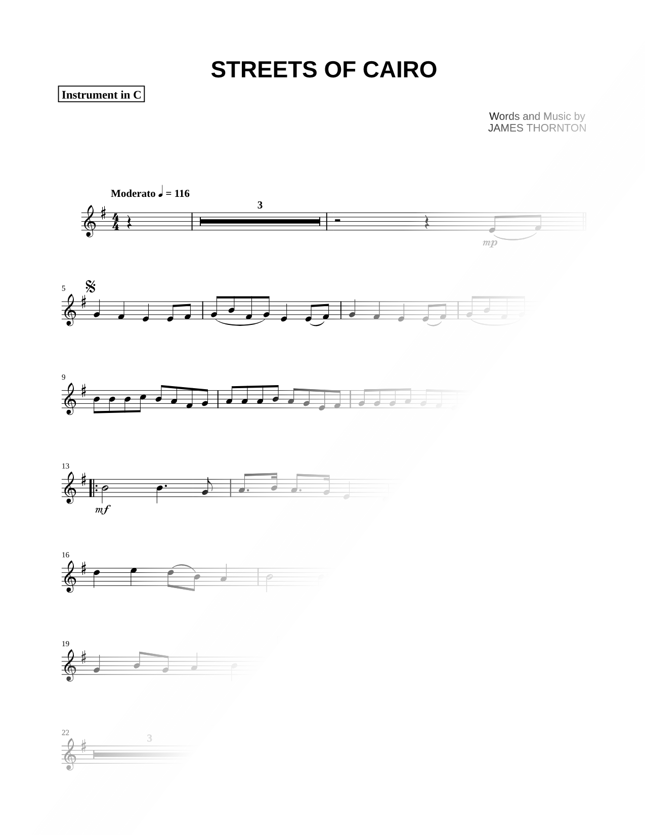 Streets of Cairo - C Instrument