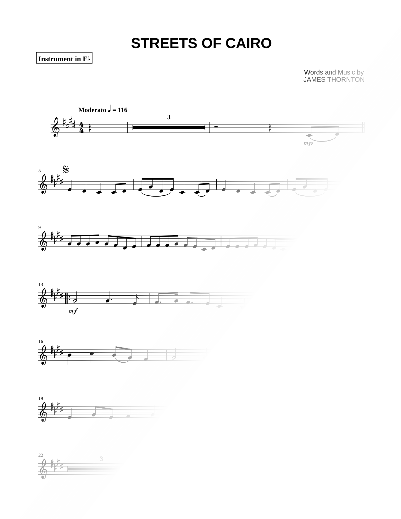 Streets of Cairo - Eb Instrument