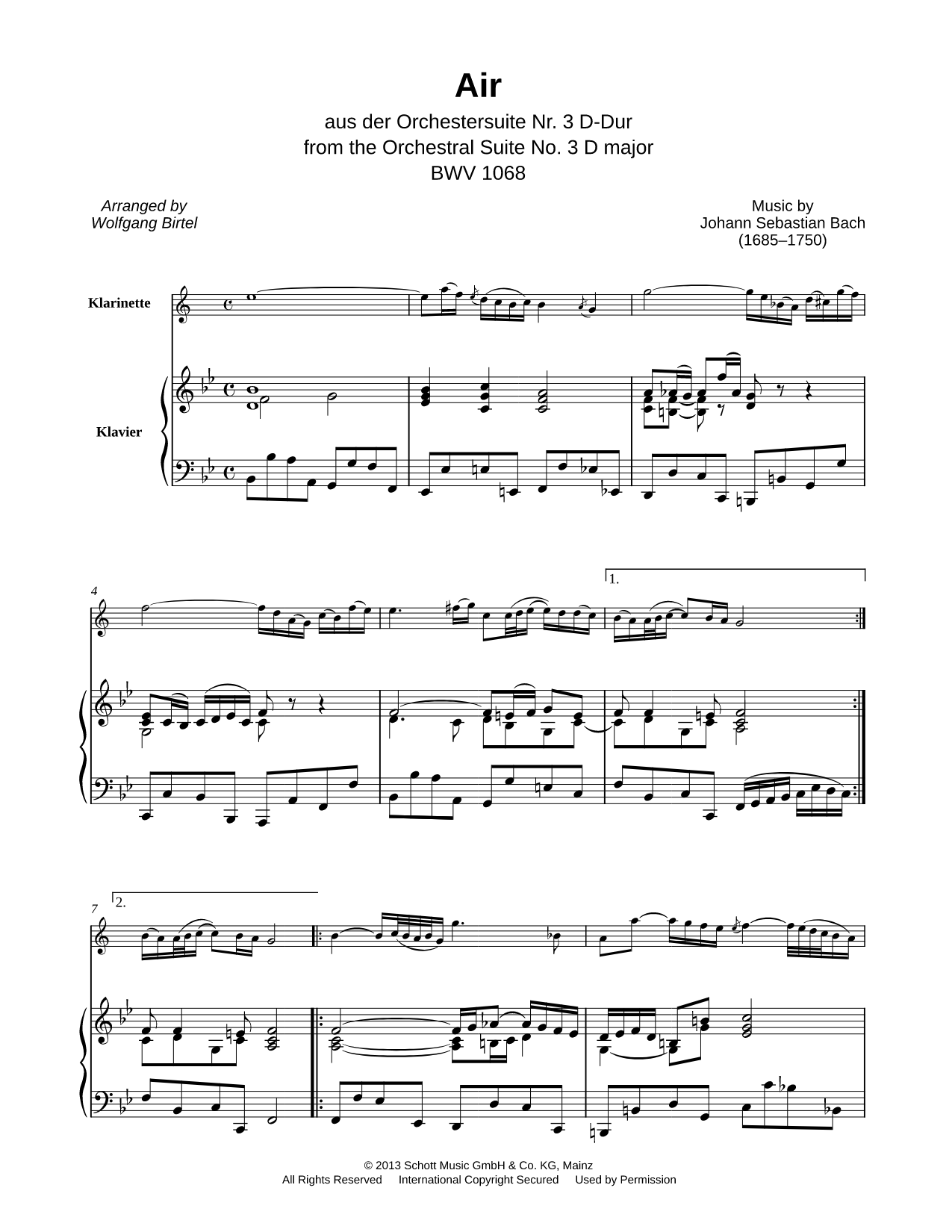Air on the G String - Clarinet & Piano
