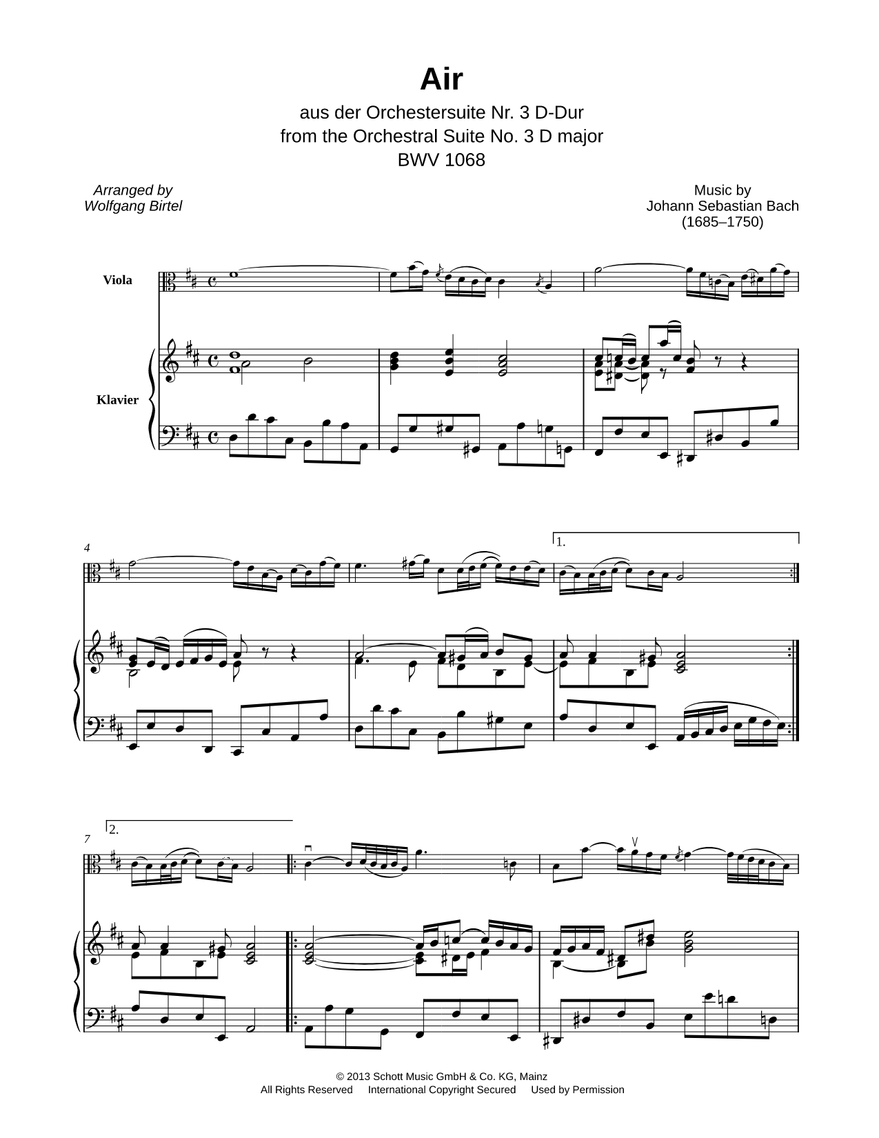 Air on the G String - Viola & Piano