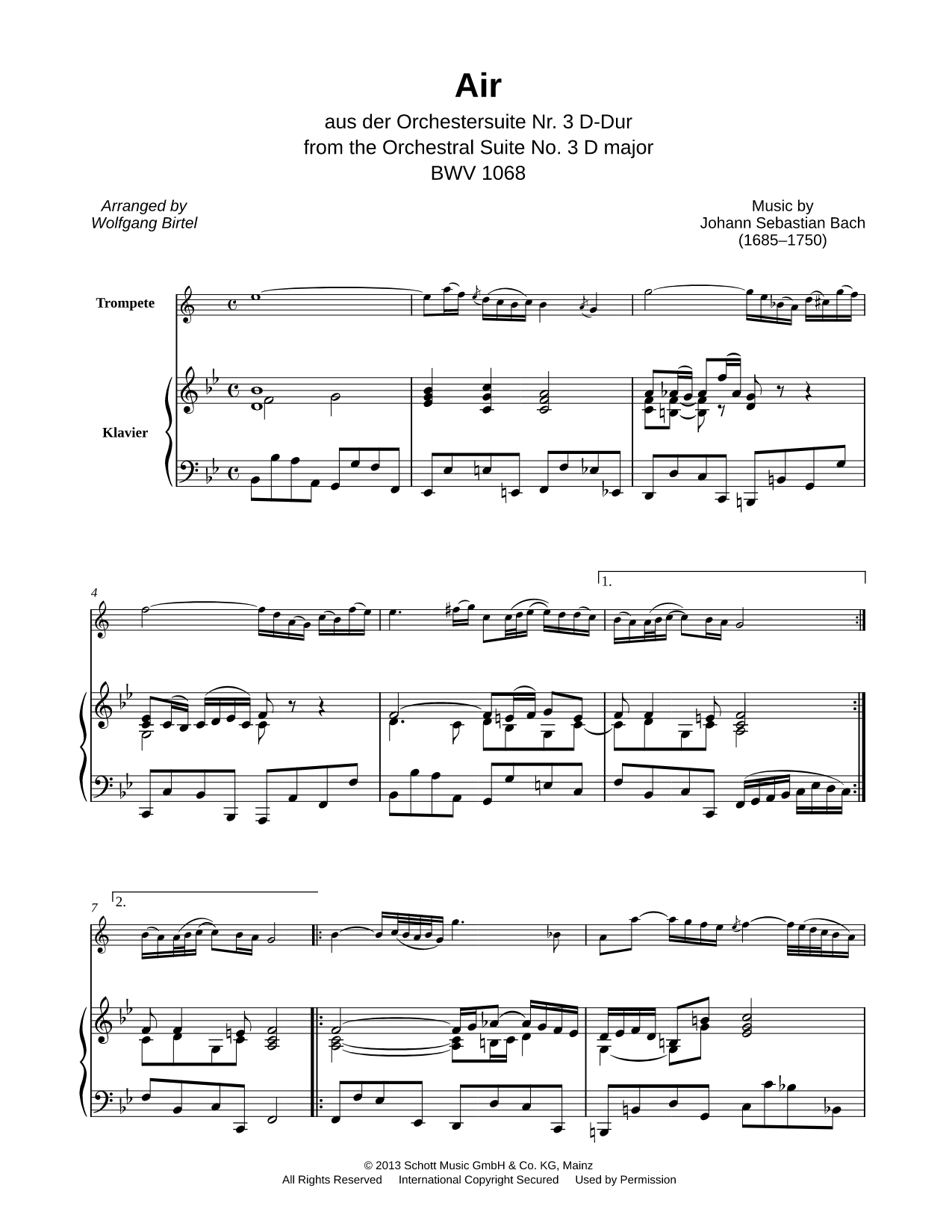 Air on the G String - Trumpet & Piano