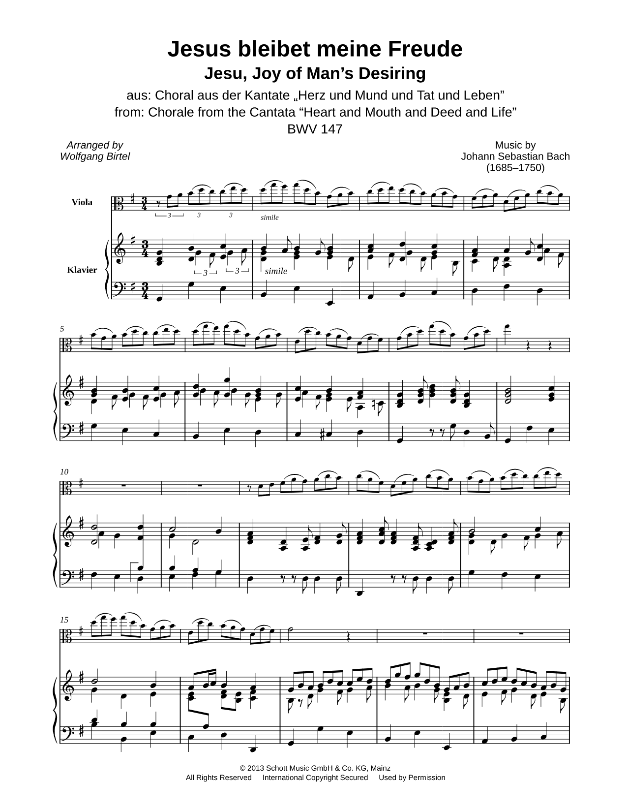 Jesu, Joy of Man's Desiring - Viola & Piano