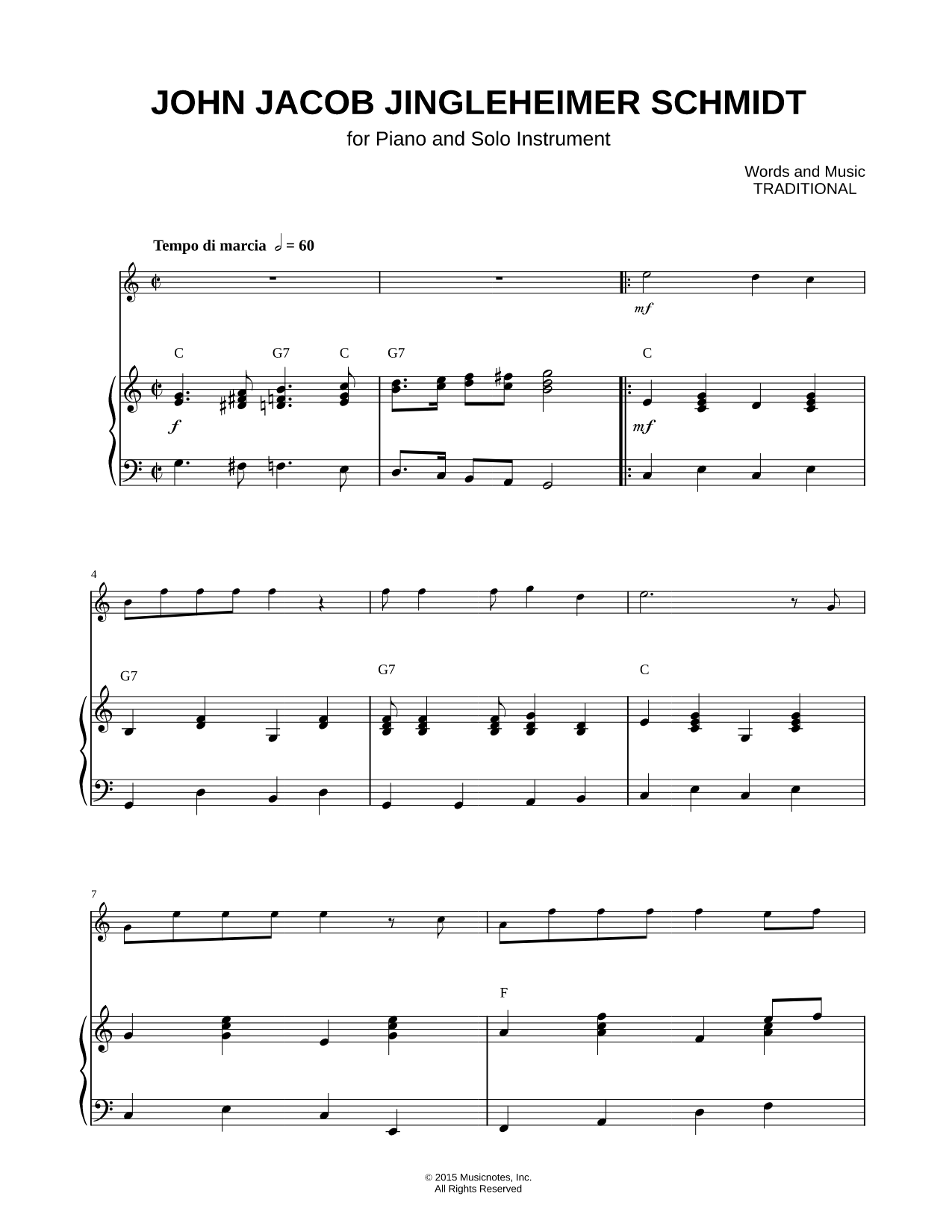 John Jacob Jingleheimer Schmidt - Piano Accompaniment