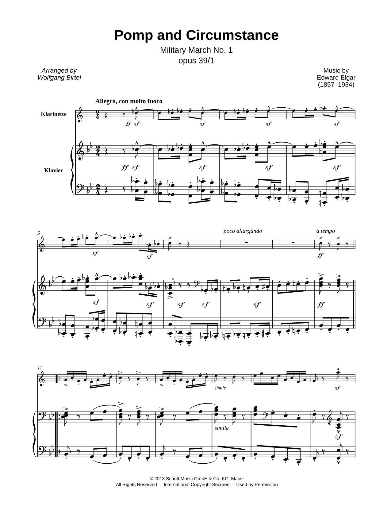 Pomp and Circumstance - Clarinet & Piano