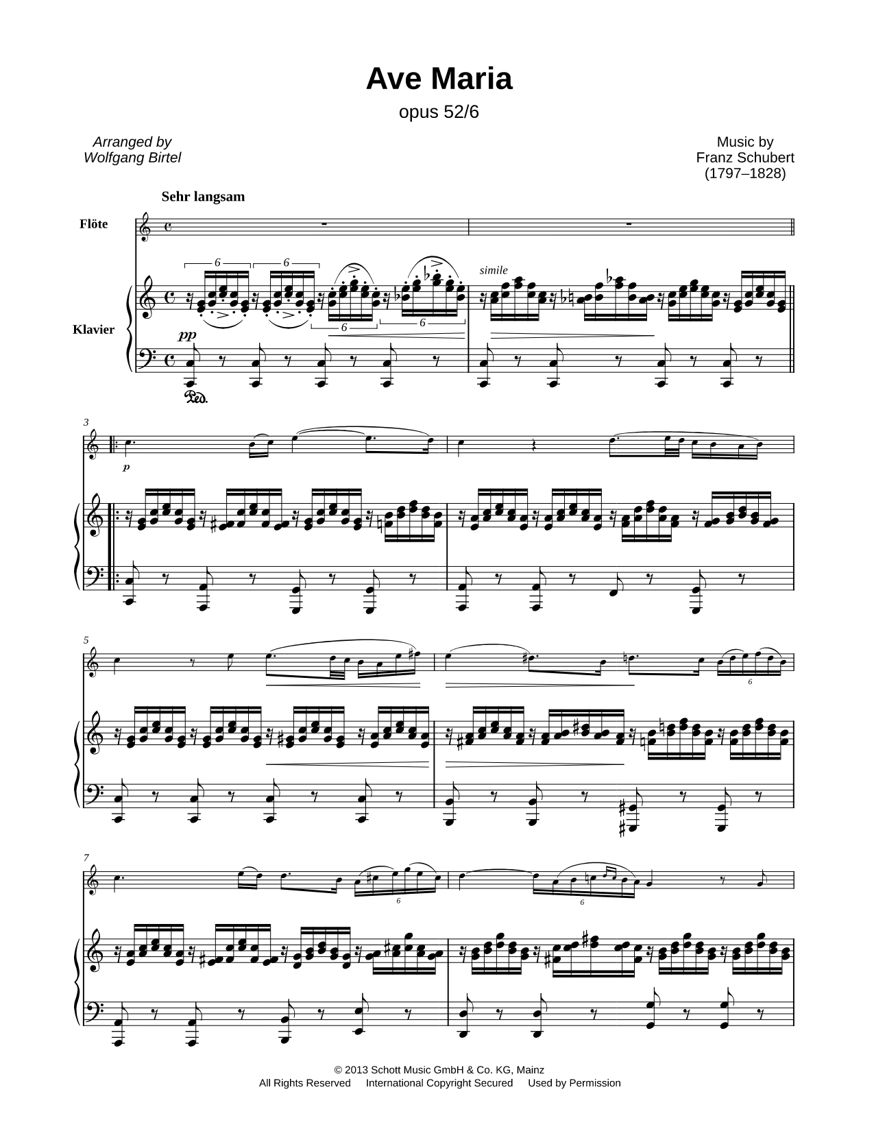 Ave Maria, Op. 52, No. 6 - Flute & Piano