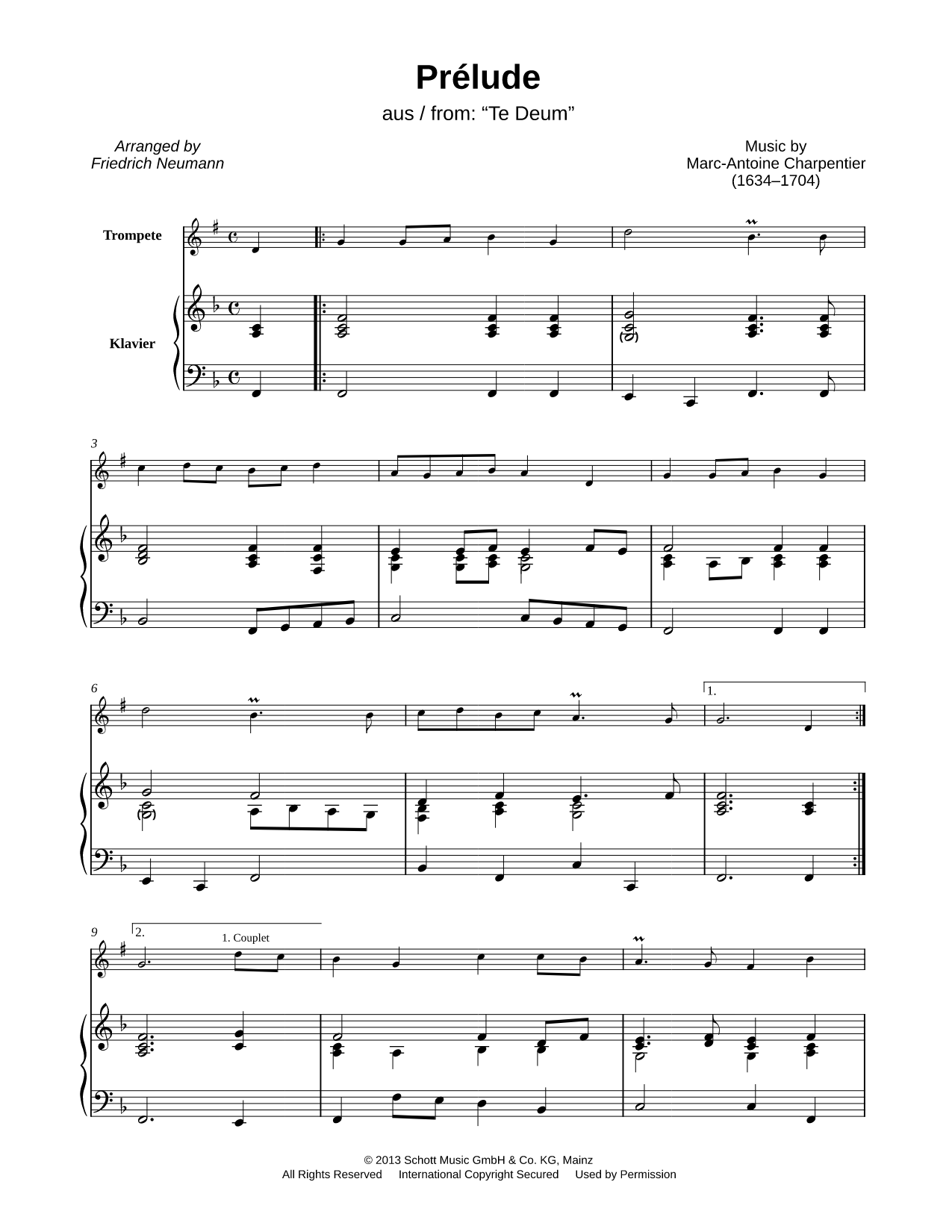 Prélude from Te Deum - Trumpet & Piano