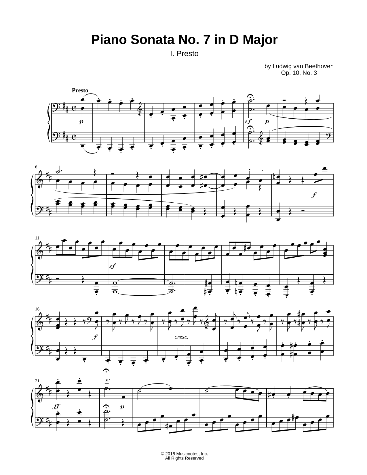 Piano Sonata No. 7 in D Major: I. Presto