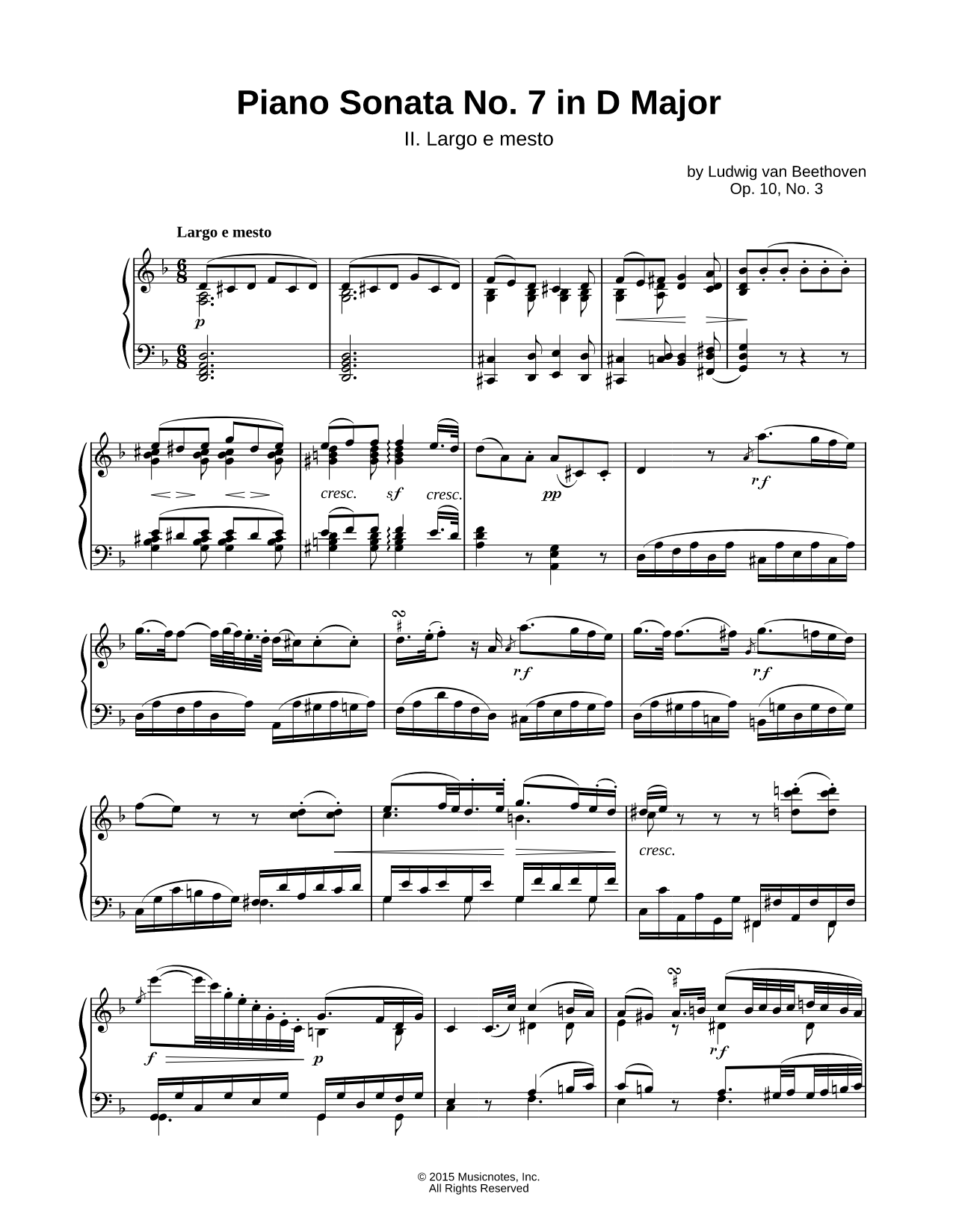 Piano Sonata No. 7 in D Major: II. Largo e mesto