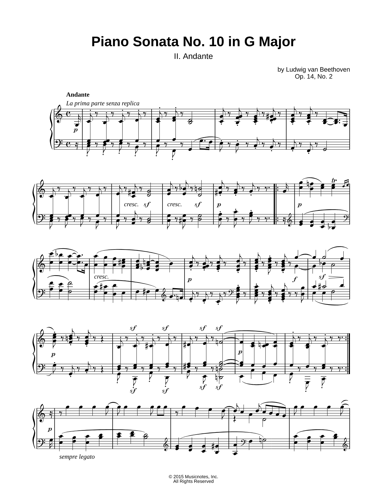 Piano Sonata No. 10 In G Major: II. Andante