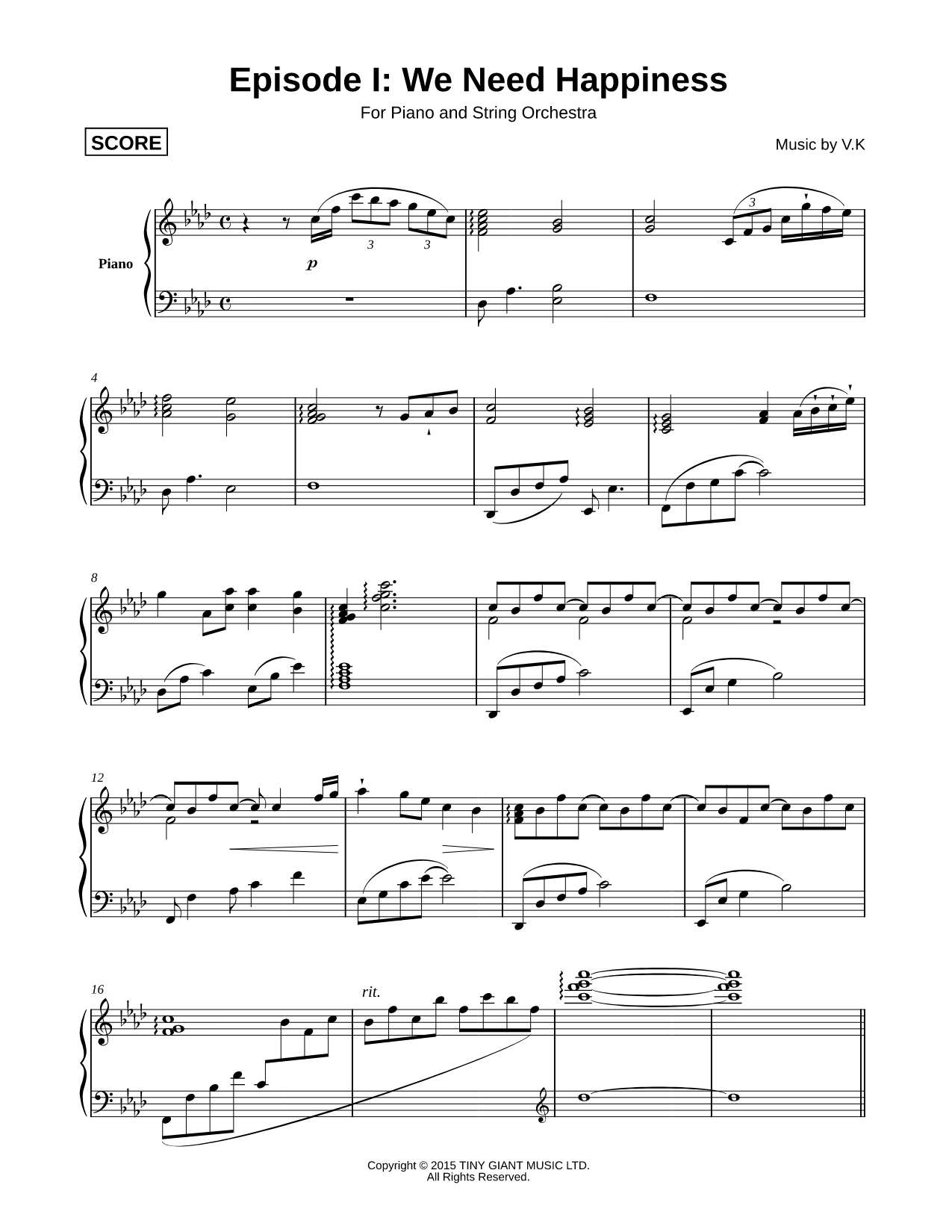 Episode I: We Need Happiness - Piano / Score