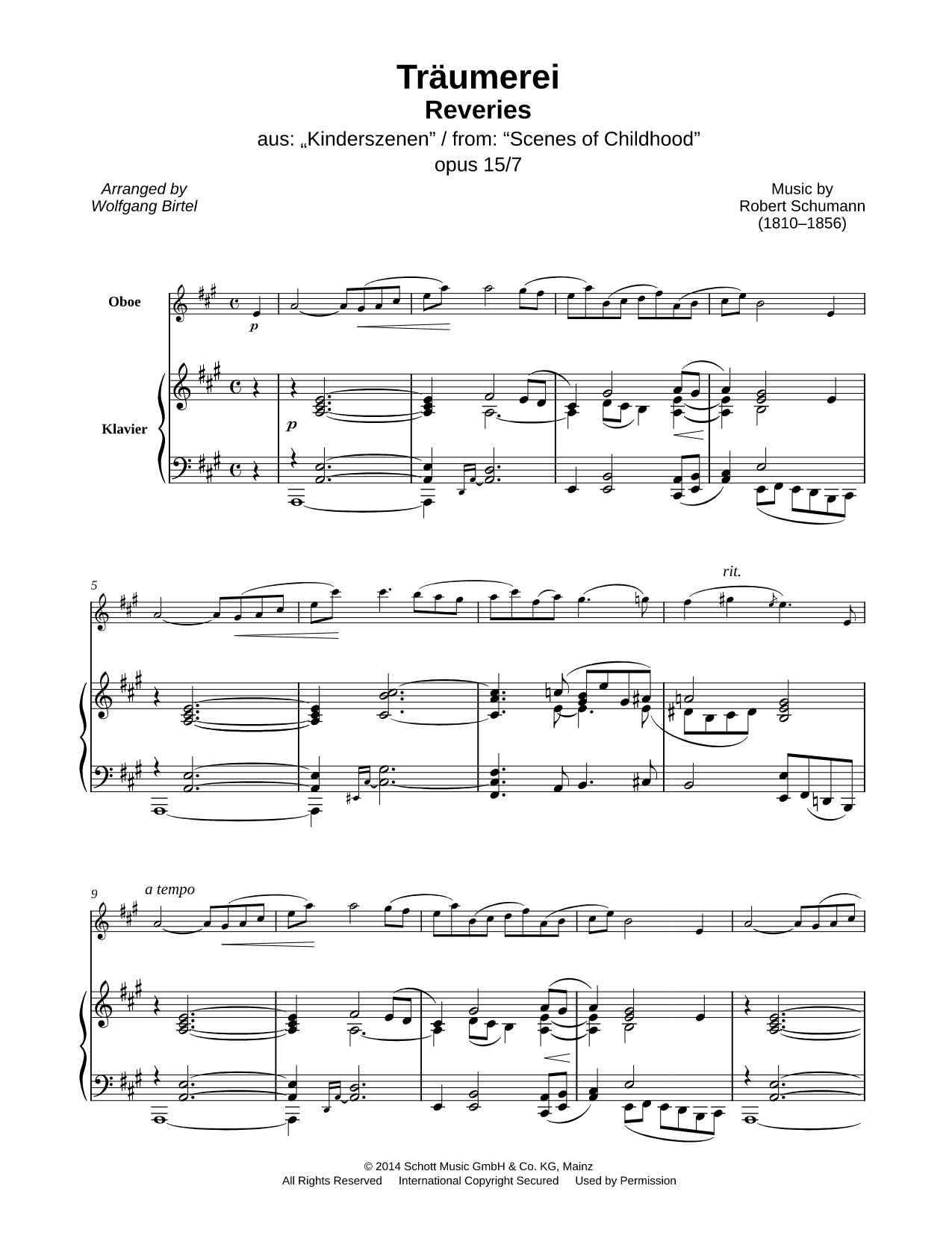 Kinderszenen, Op. 15, No. 7: Träumerei - Oboe & Piano