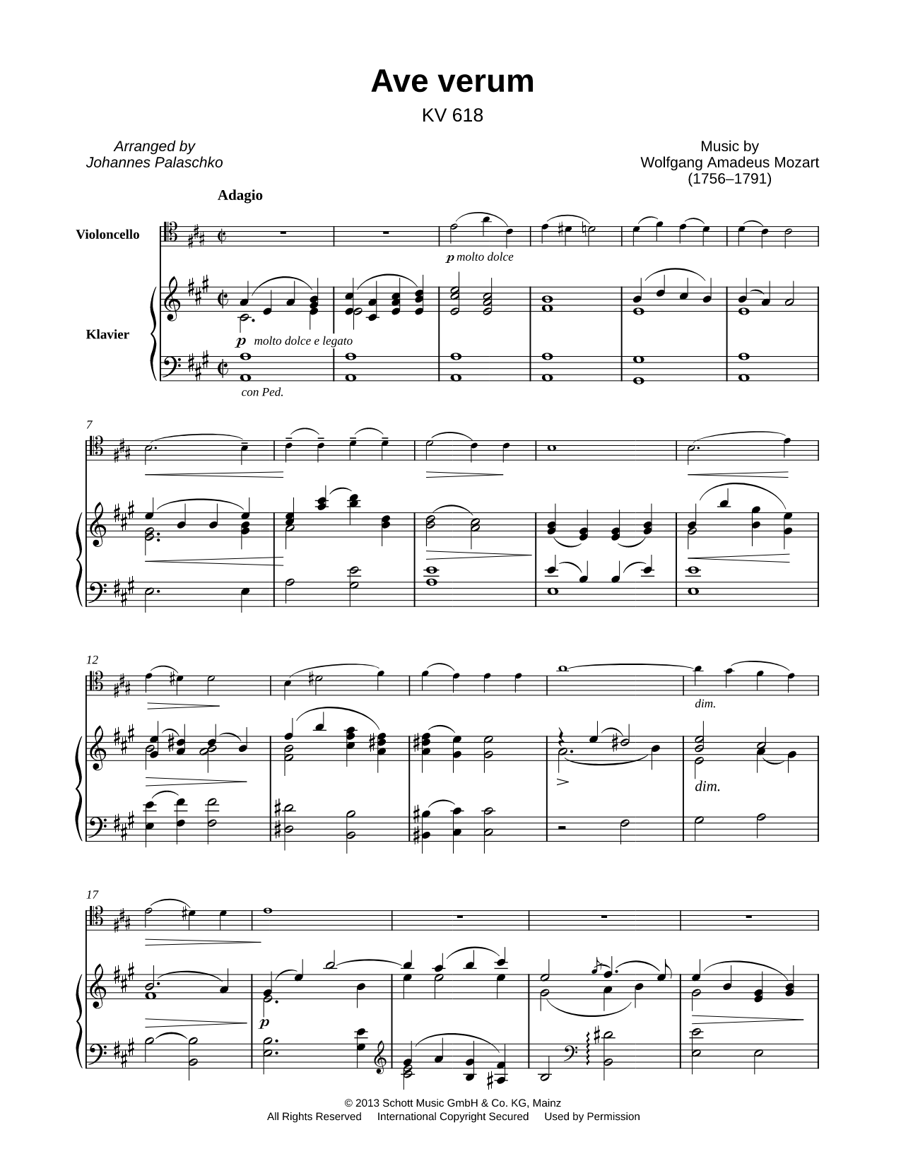 Ave Verum Corpus - Cello & Piano