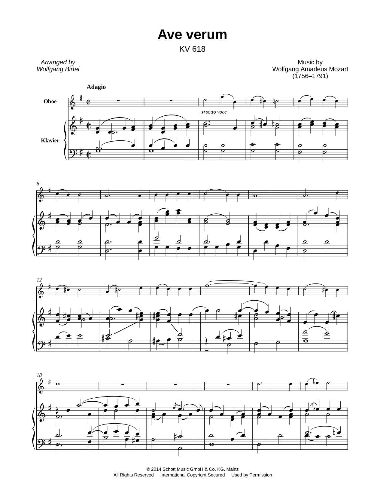 Ave Verum Corpus - Oboe & Piano