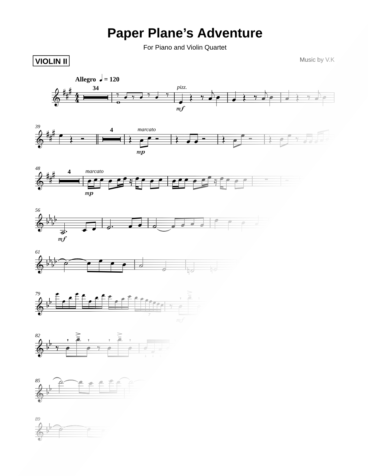 Paper Plane's Adventure - Violin 2