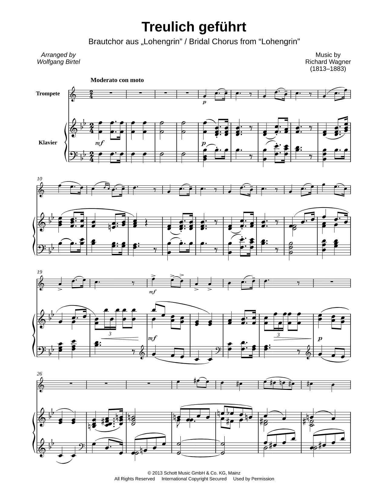 Bridal Chorus from Lohengrin - Trumpet & Piano