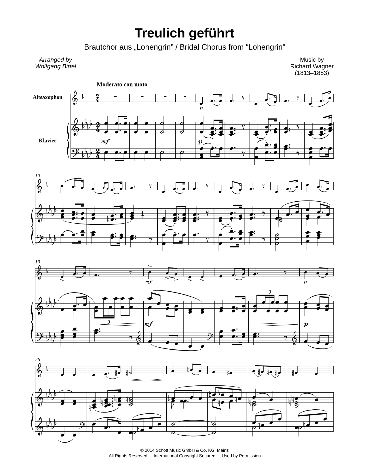 Bridal Chorus from Lohengrin - Alto Saxophone & Piano