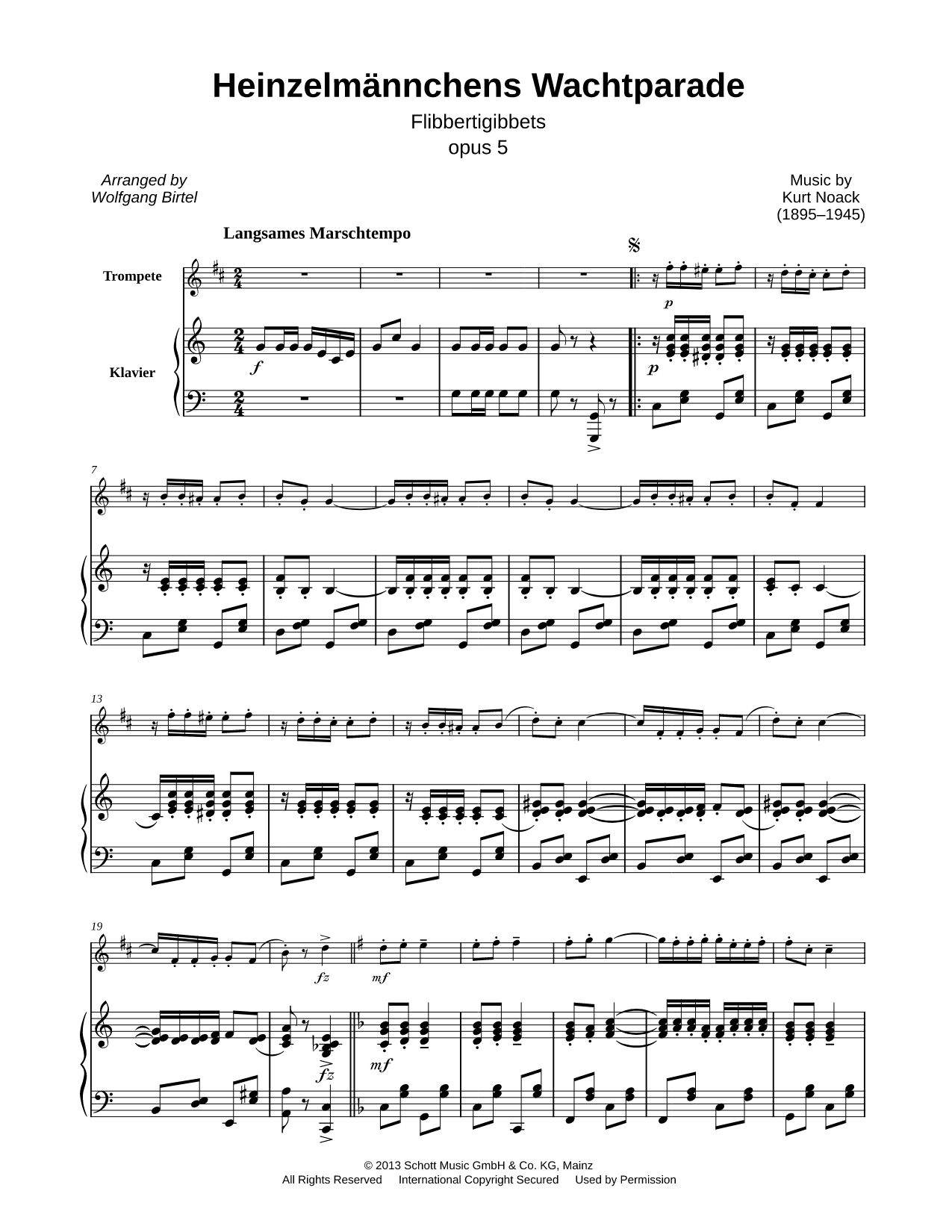 Heinzelmännchens Wachtparade, Op. 5 - Trumpet & Piano