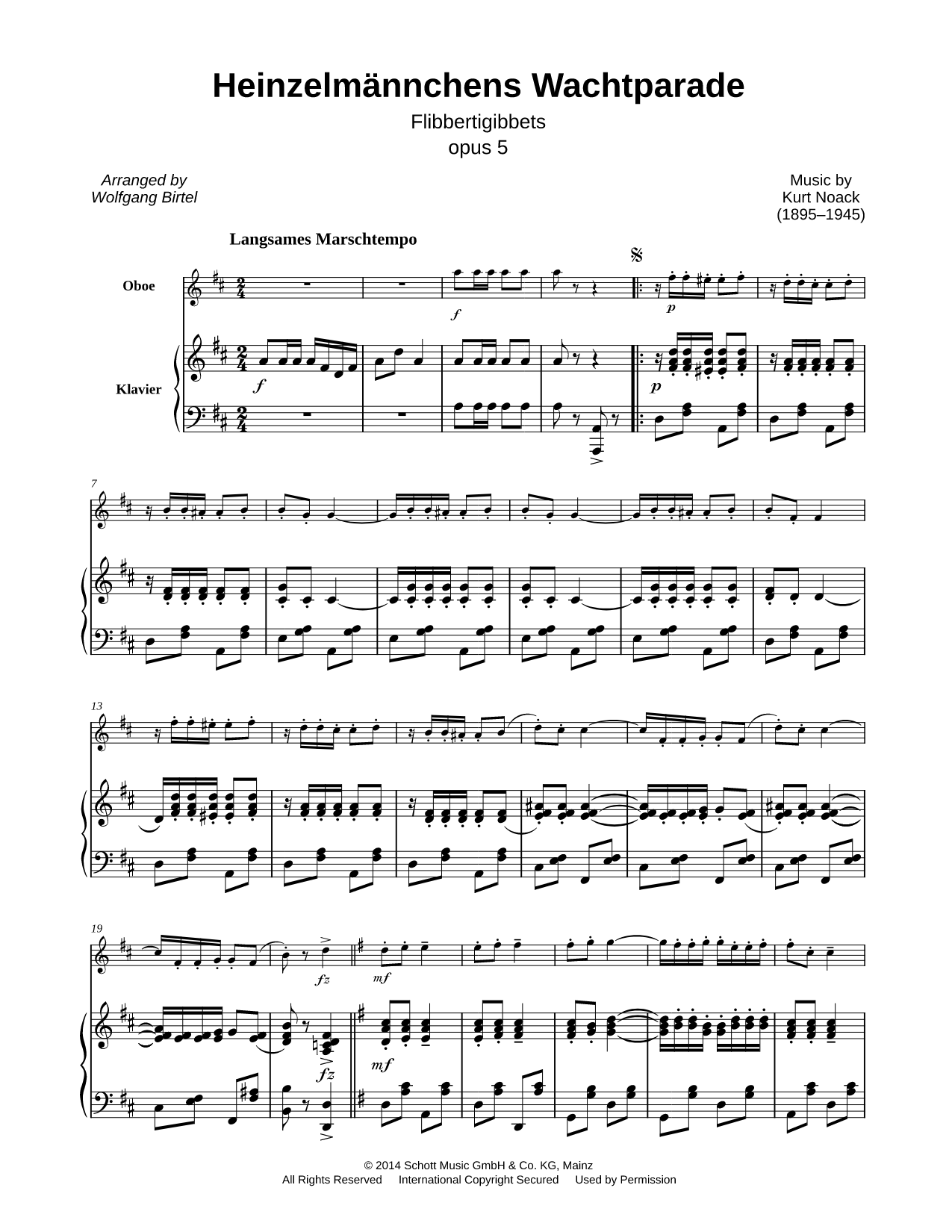 Heinzelmännchens Wachtparade, Op. 5 - Oboe & Piano