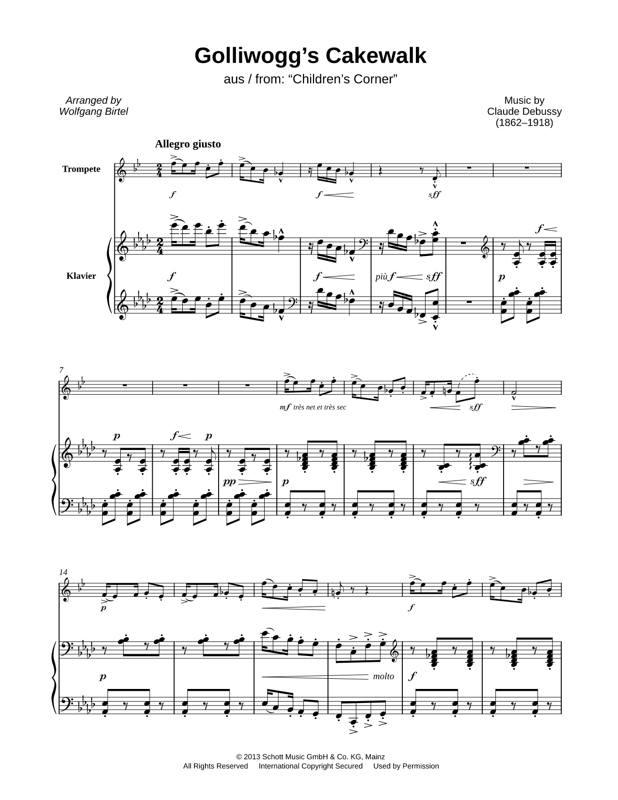 Golliwogg's Cakewalk - Trumpet & Piano
