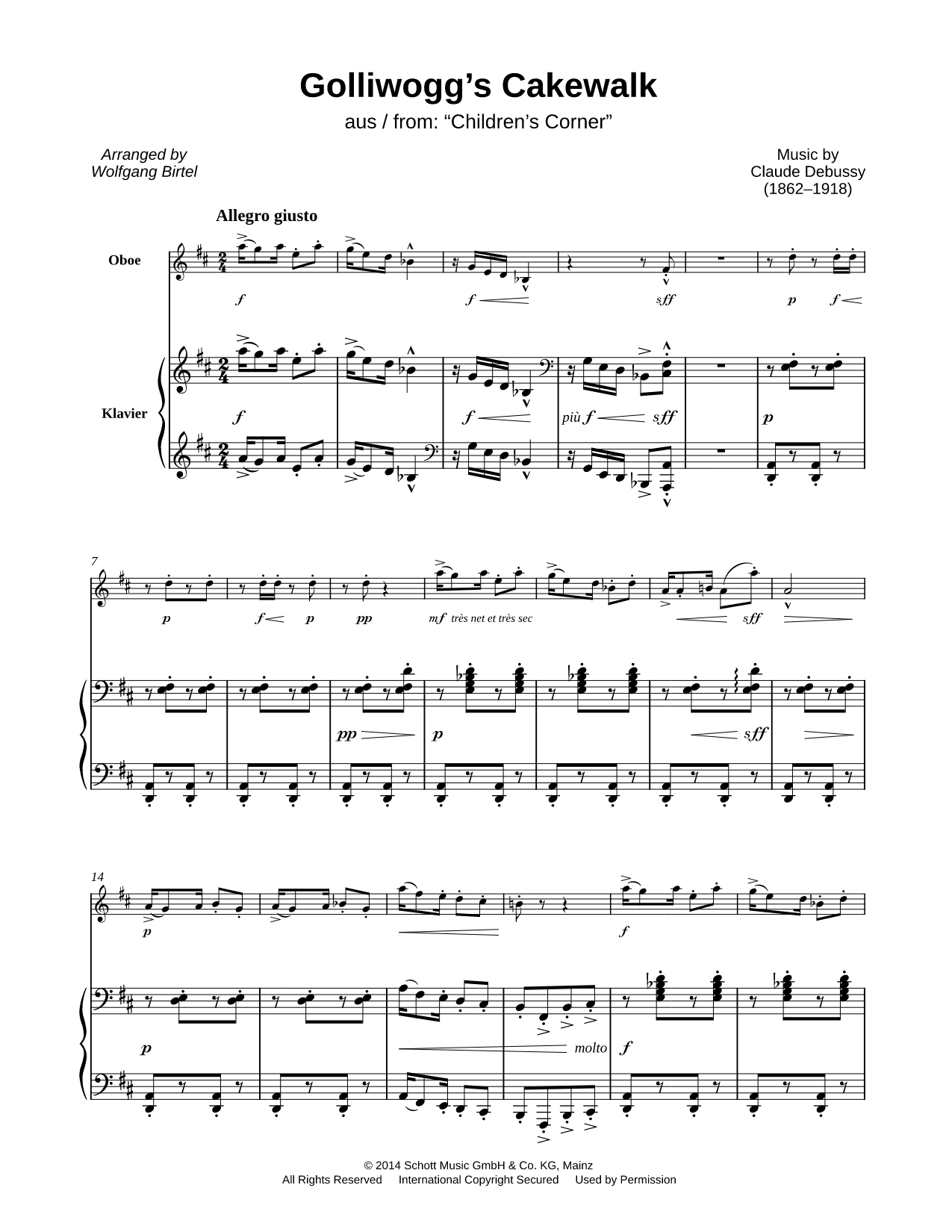 Golliwogg's Cakewalk - Oboe & Piano