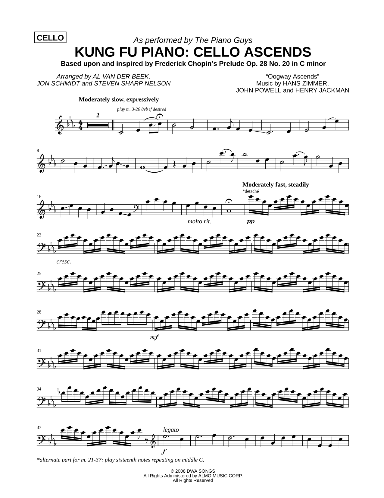 Kung Fu Piano: Cello Ascends - Cello part