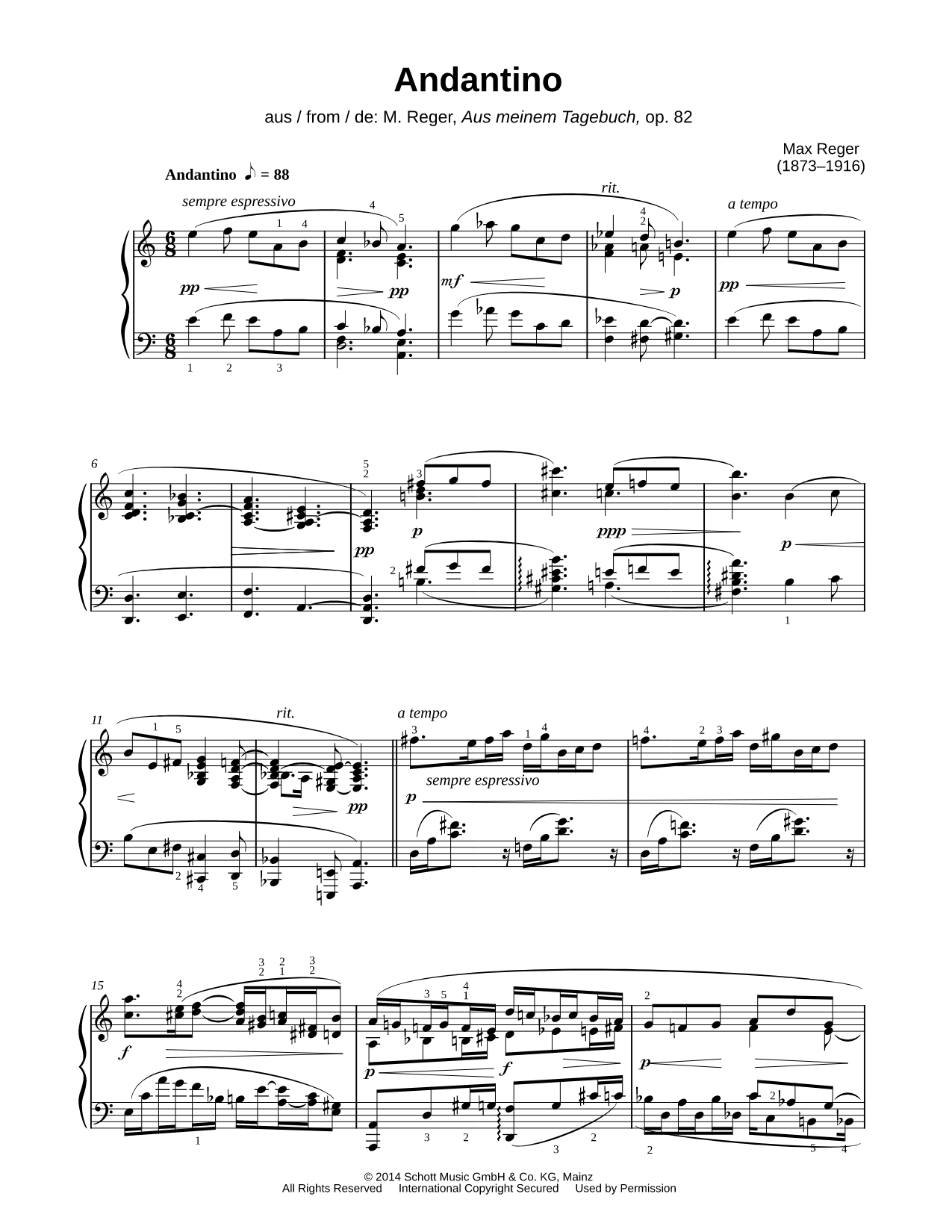 Andantino from Aus meinem Tagebuch, Op. 82