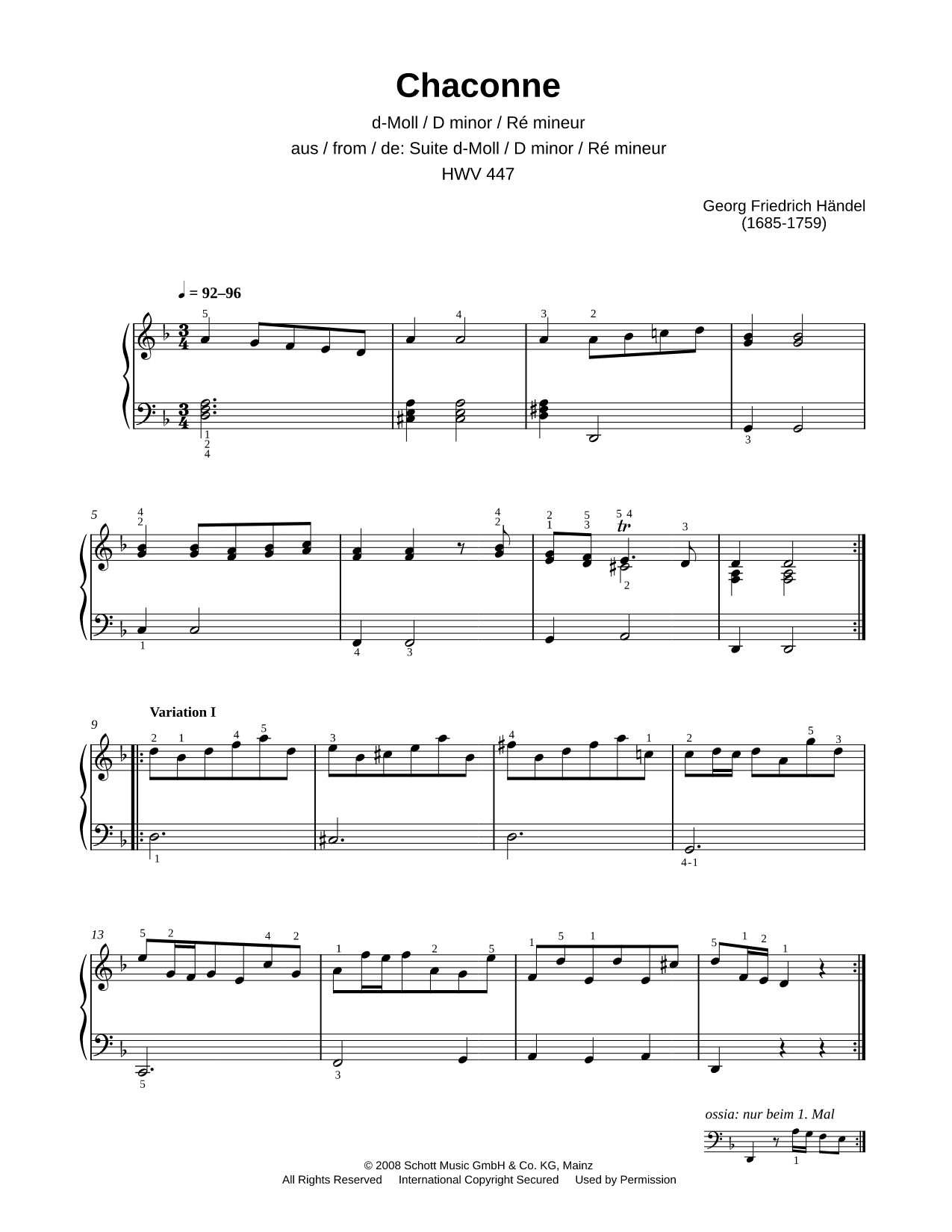Chaconne from Suite No. 23 in D Minor, HWV 448