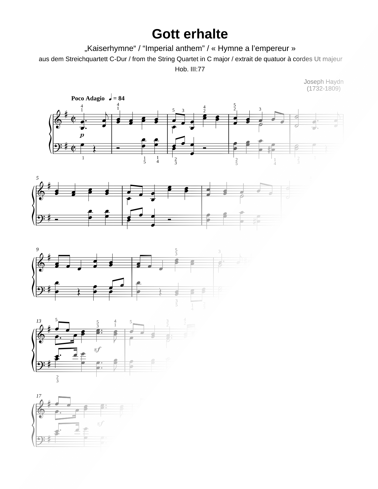 Gott erhalte from String Quartet in C Major, Hob. III:77