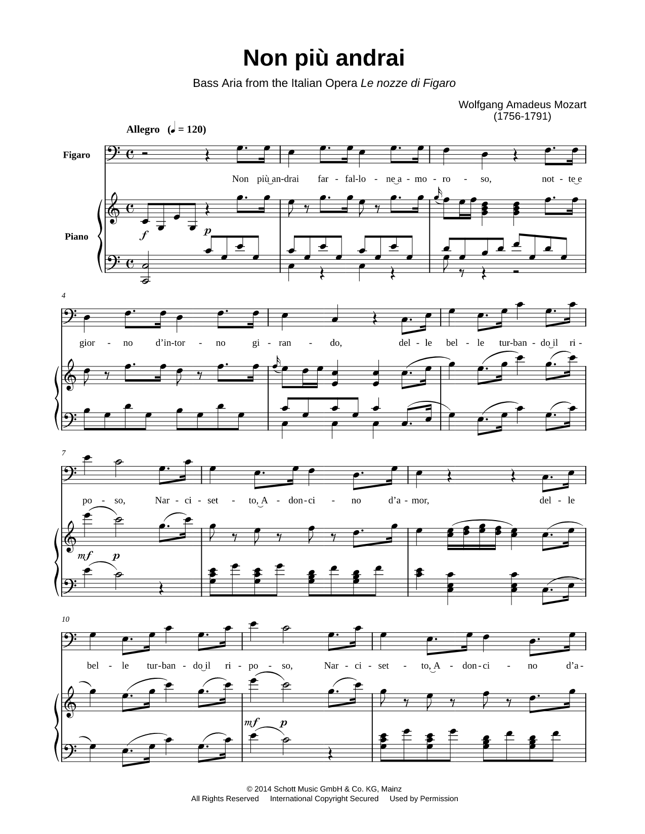 The Marriage of Figaro, K. 492: Act I - "Non più andrai"