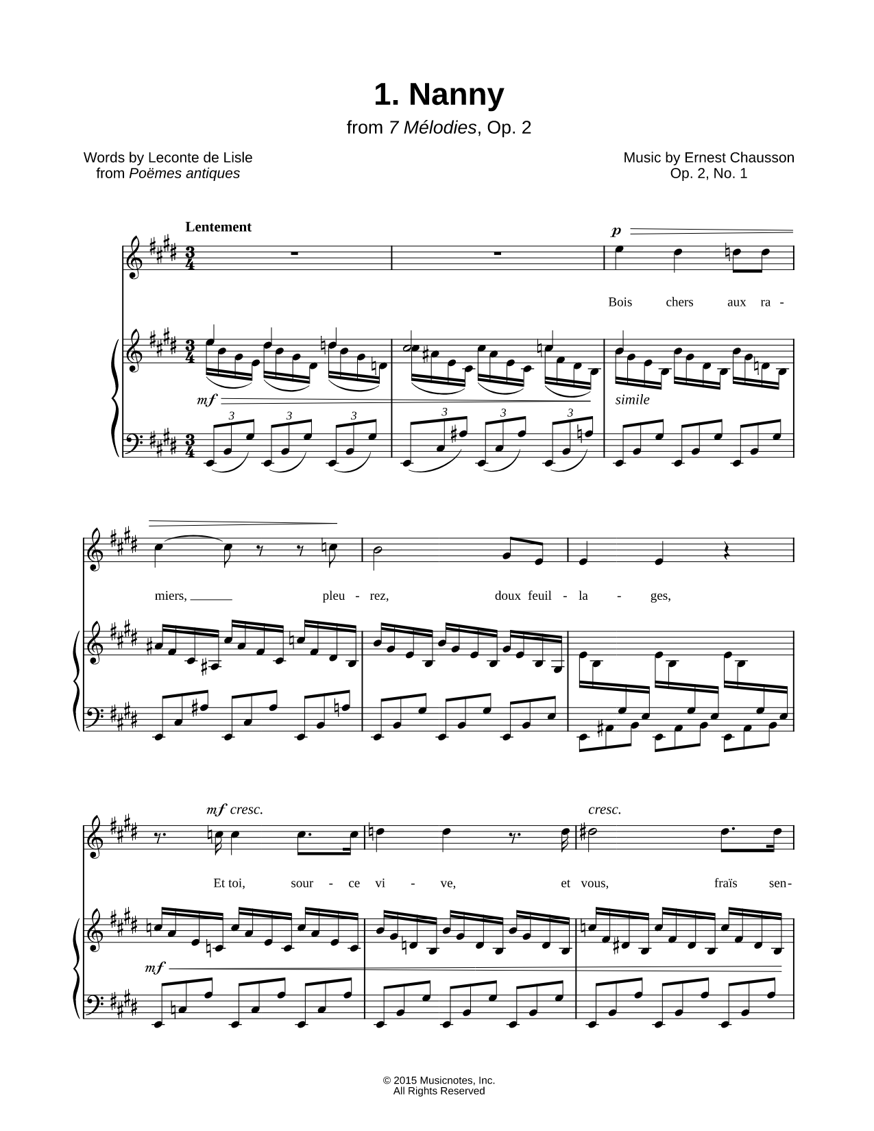 7 Mélodies, Op. 2: I. Nanny