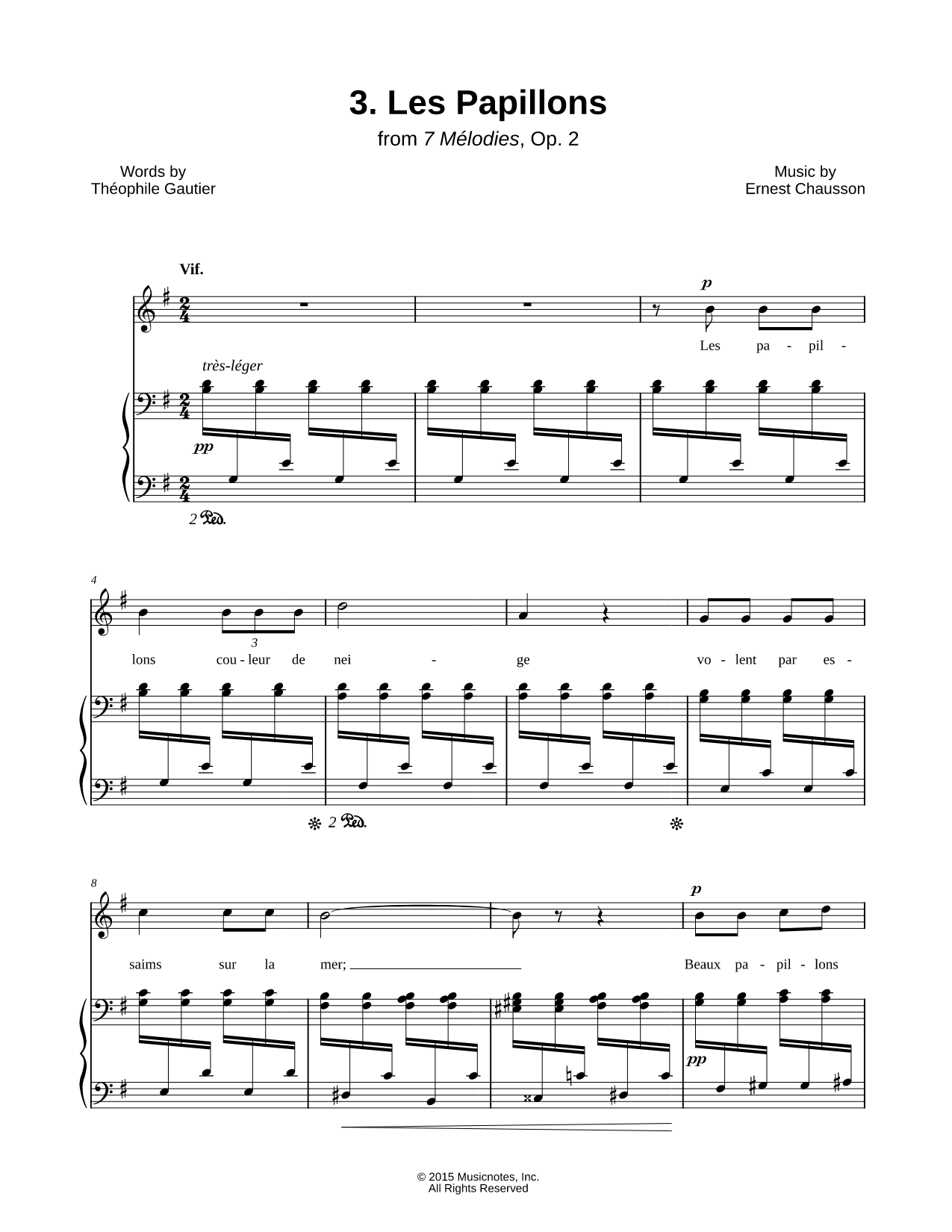 7 Mélodies, Op. 2: III. Les papillons