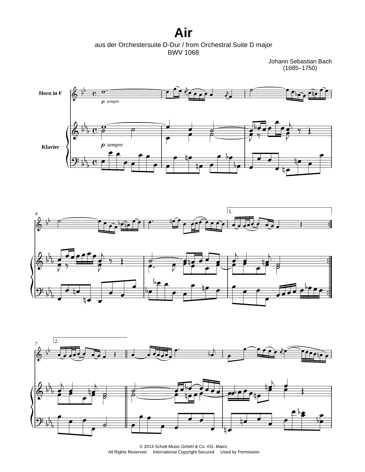 Air from Orchestral Suite No. 3 in D Major, BWV 1068