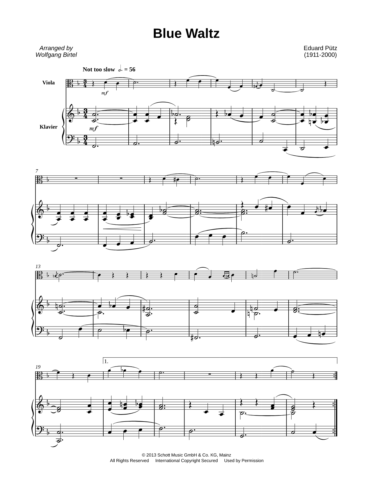 Blue Waltz - Viola & Piano