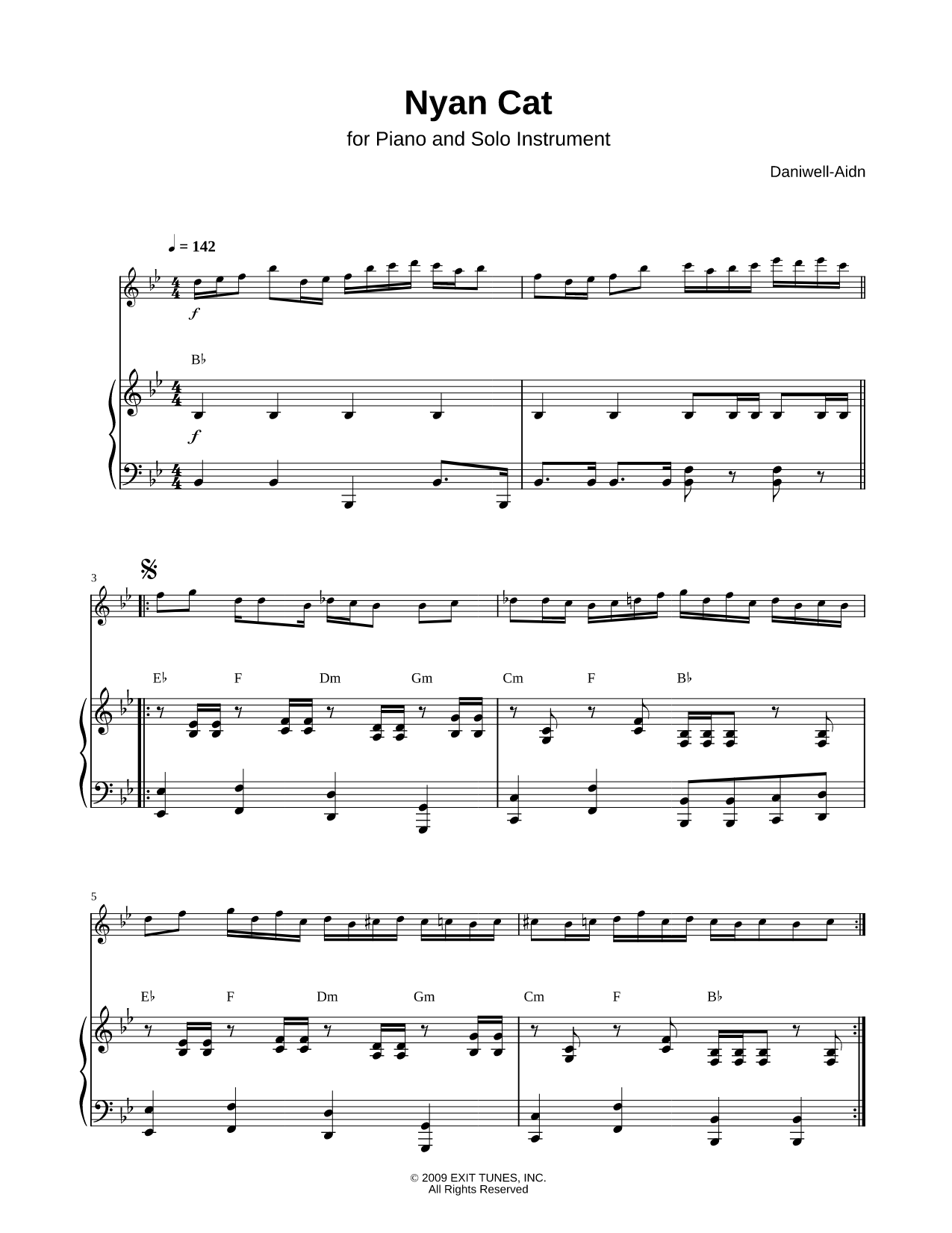 Nyan Cat - Piano Accompaniment