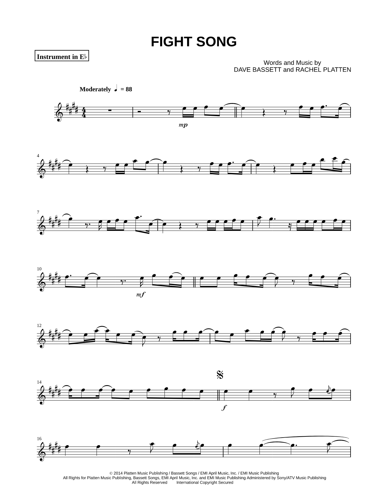 Fight Song - Eb Instrument