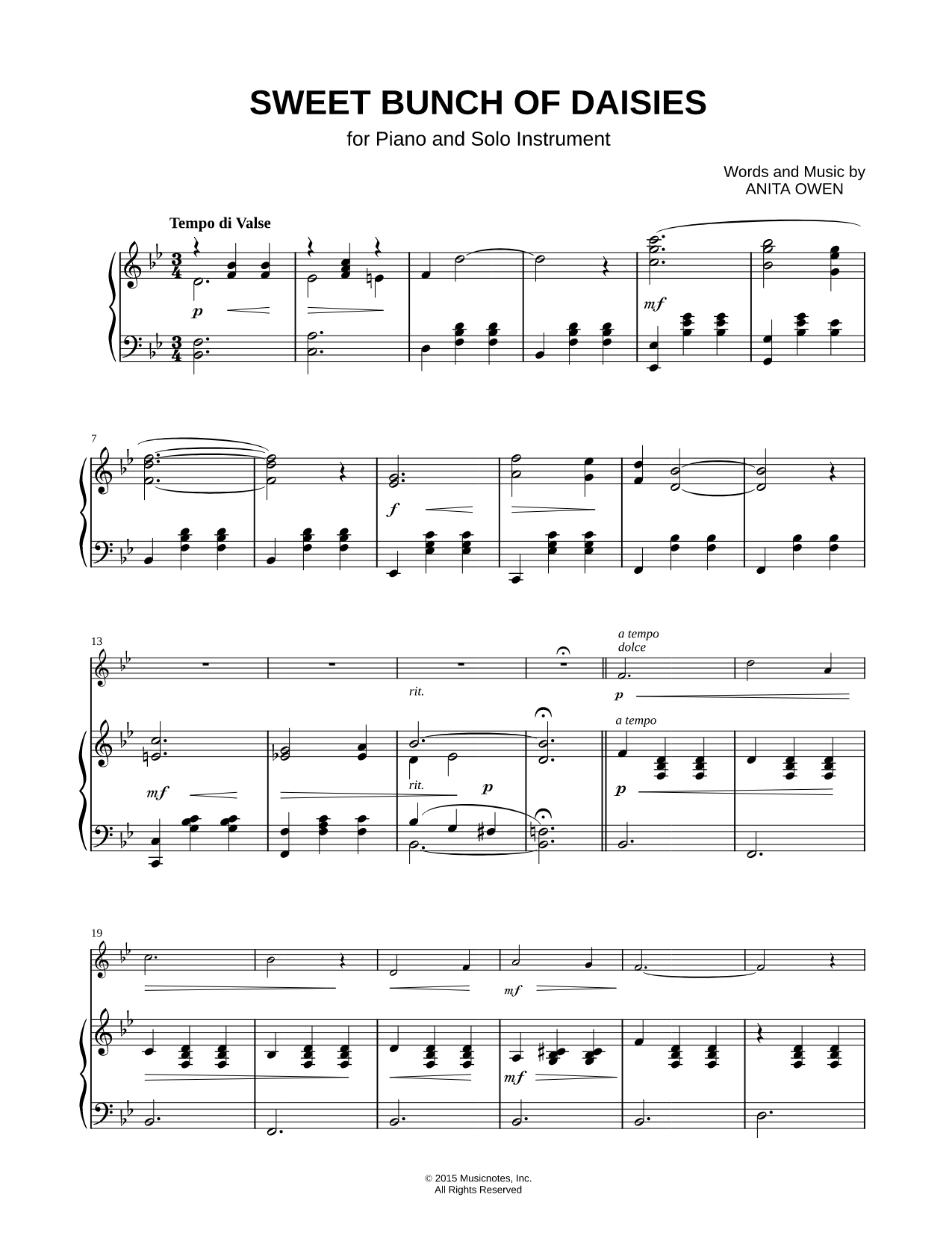 Sweet Bunch of Daisies - Piano Accompaniment