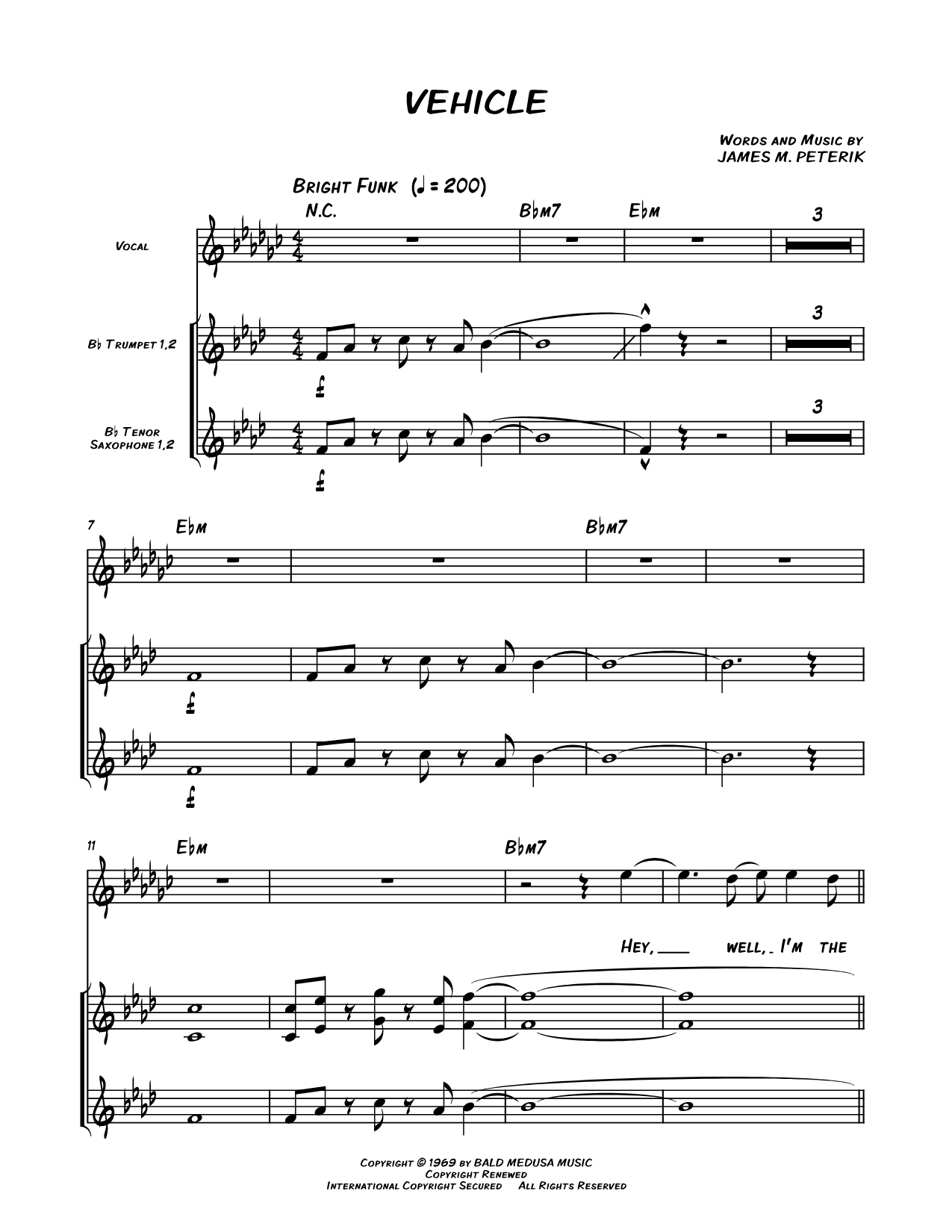Vehicle - Horn section score