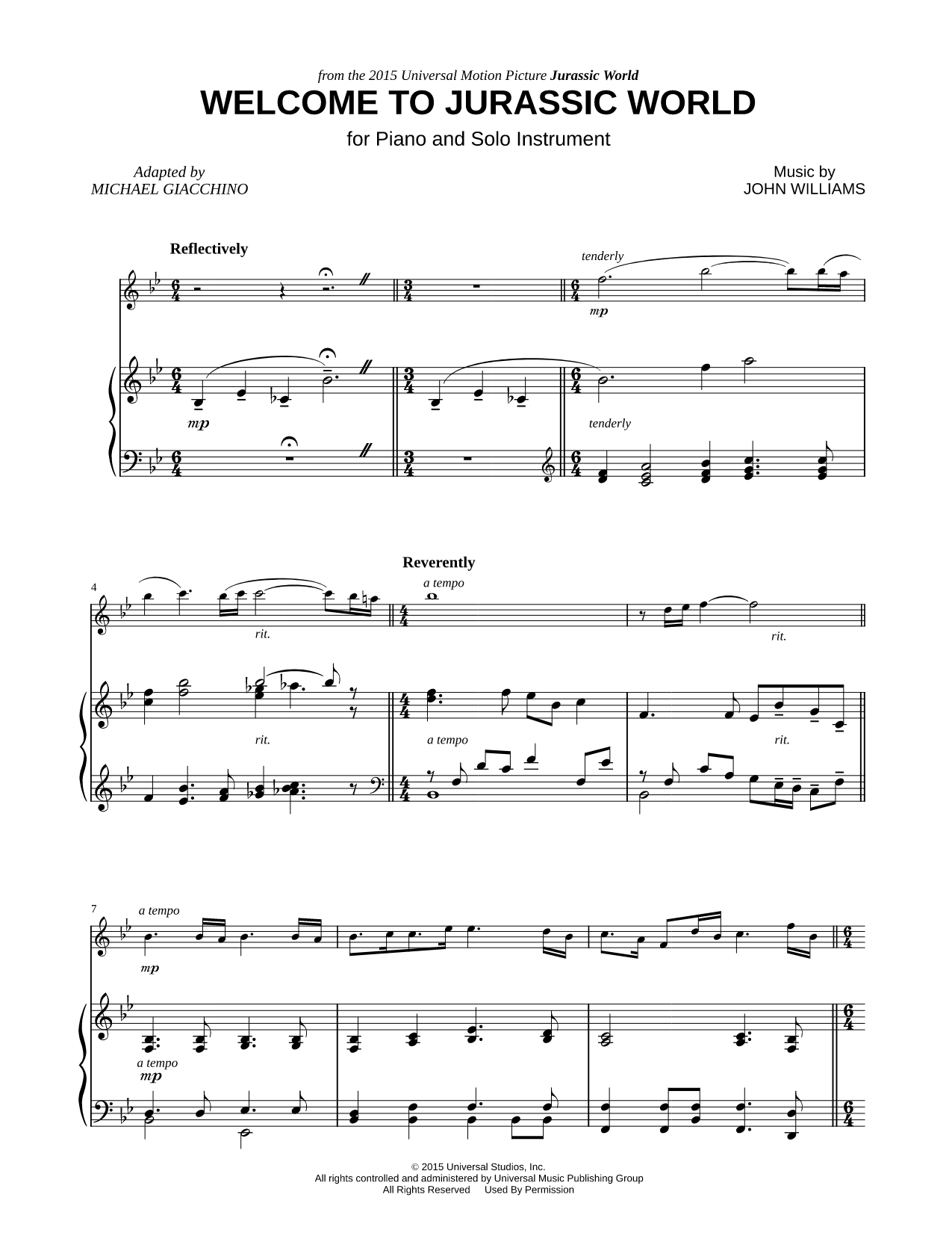 Welcome to Jurassic World - Piano Accompaniment