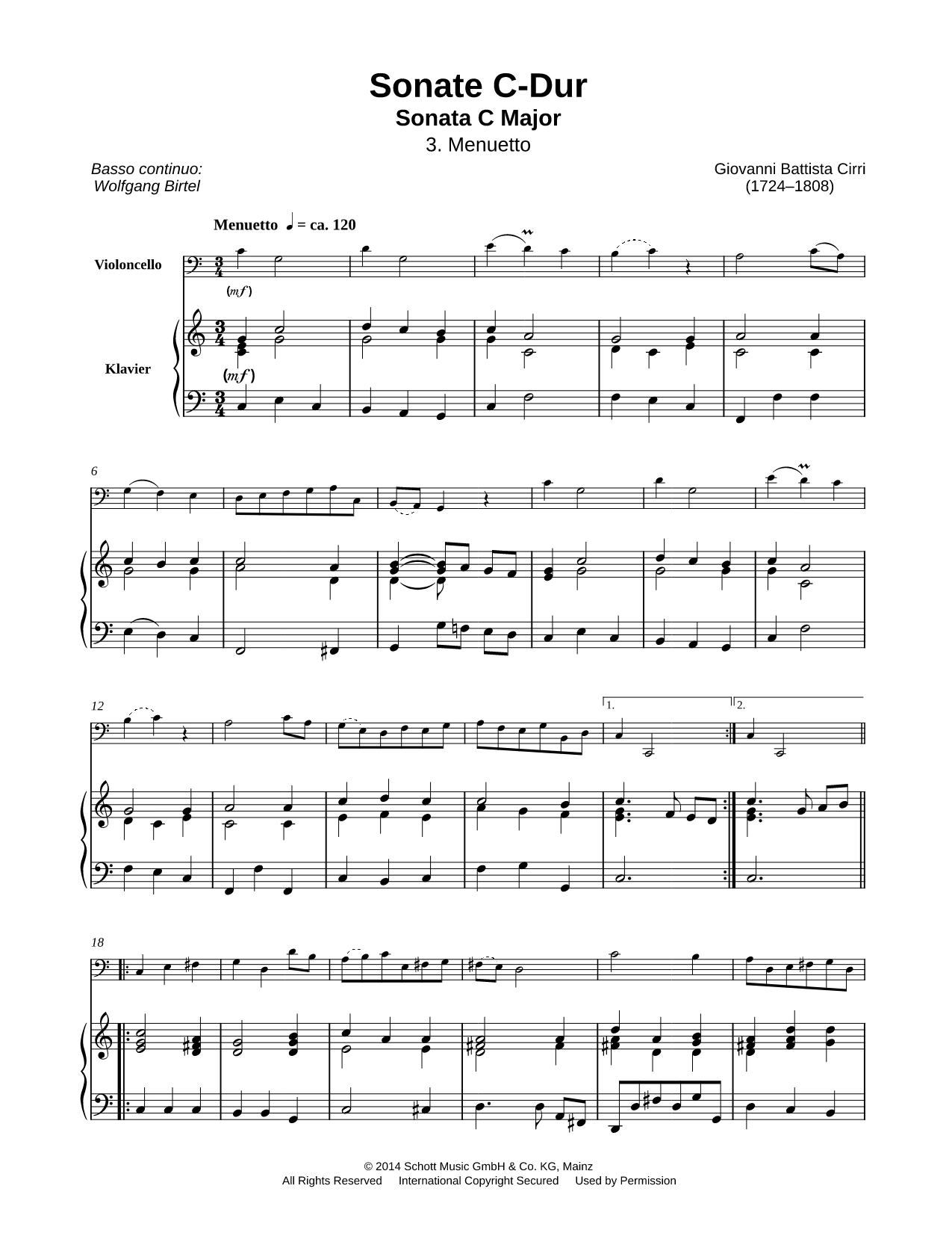 Sonata No. 1 in C Major: III. Menuetto