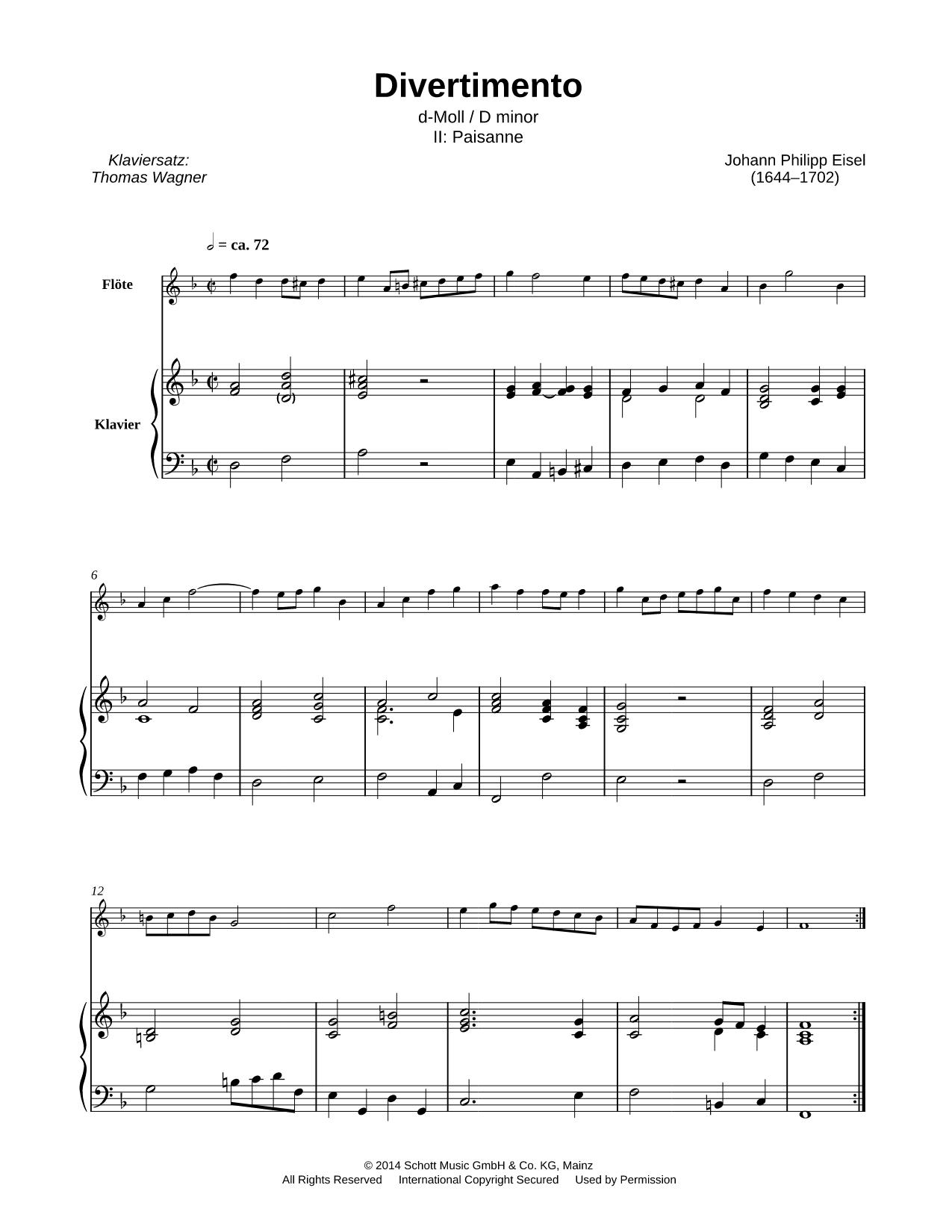 Divertimento in D minor for Flute & Piano: II. Paisanne