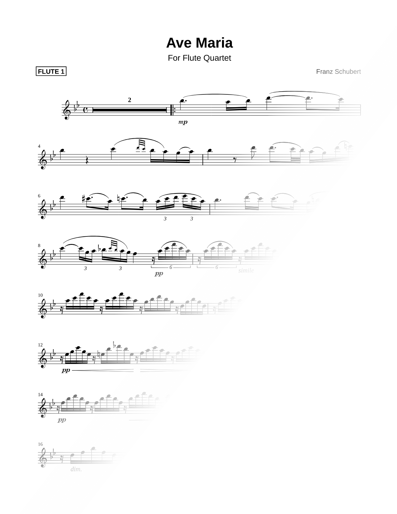 Ave Maria, D. 839, Op. 52, No. 6 - Flute 1 (Flute Quartet)