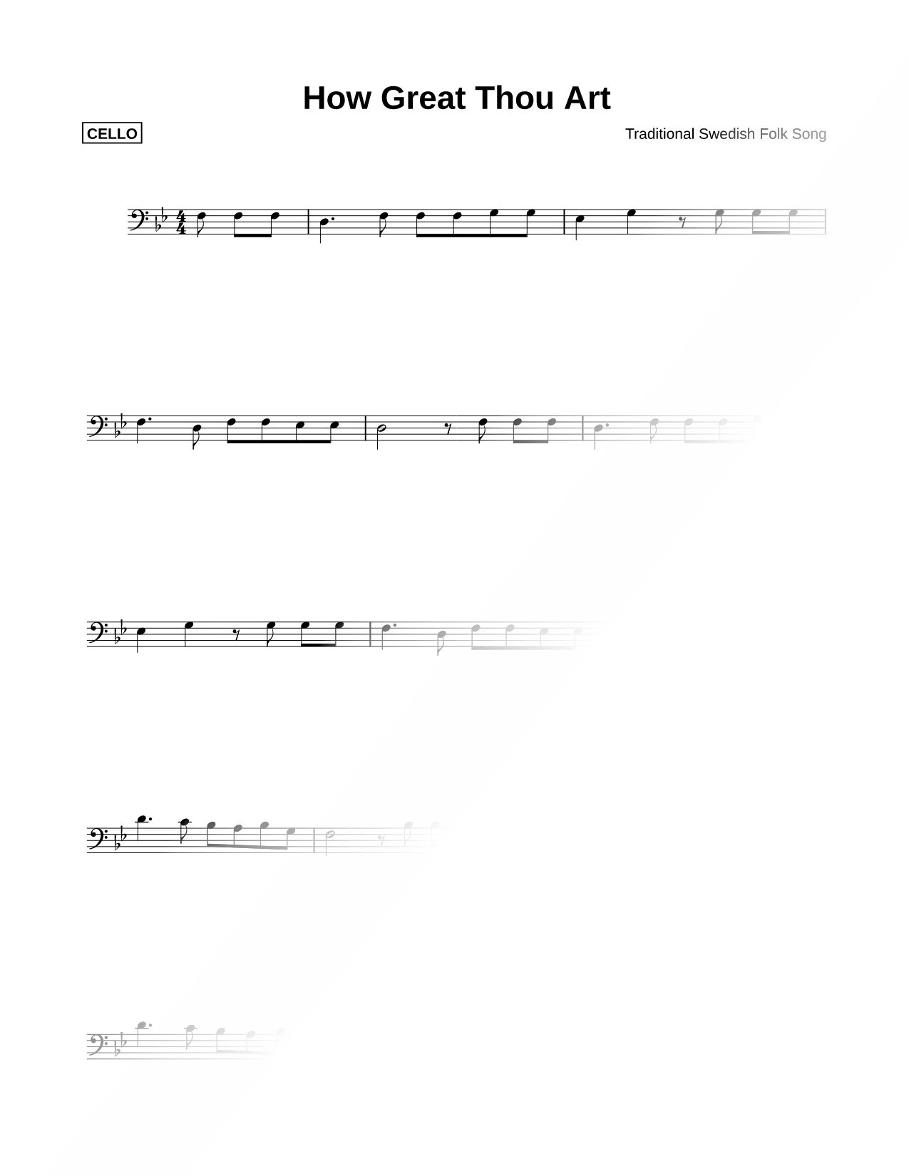 How Great Thou Art - Cello