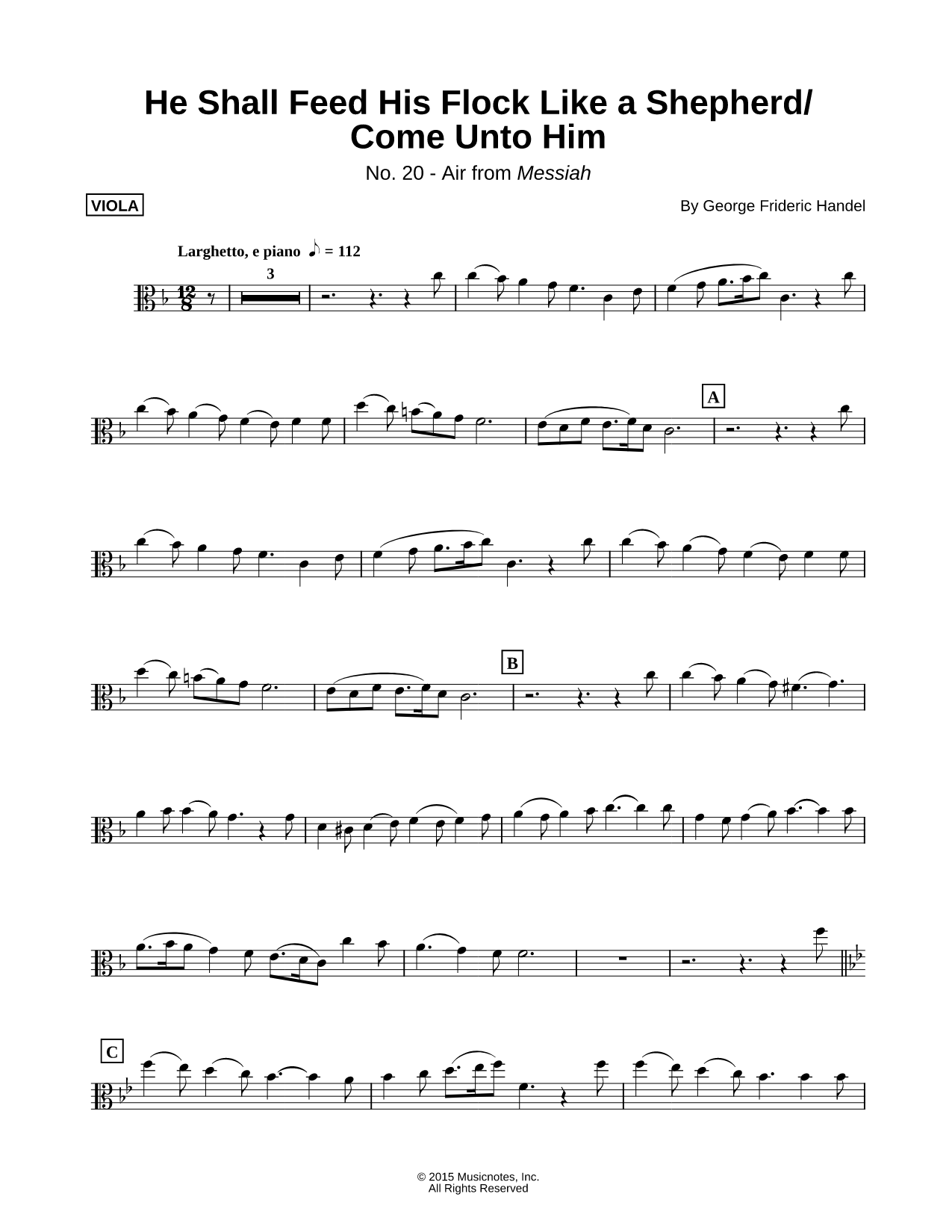 Messiah, No. 20: He Shall Feed His Flock Like a Shepherd - Viola